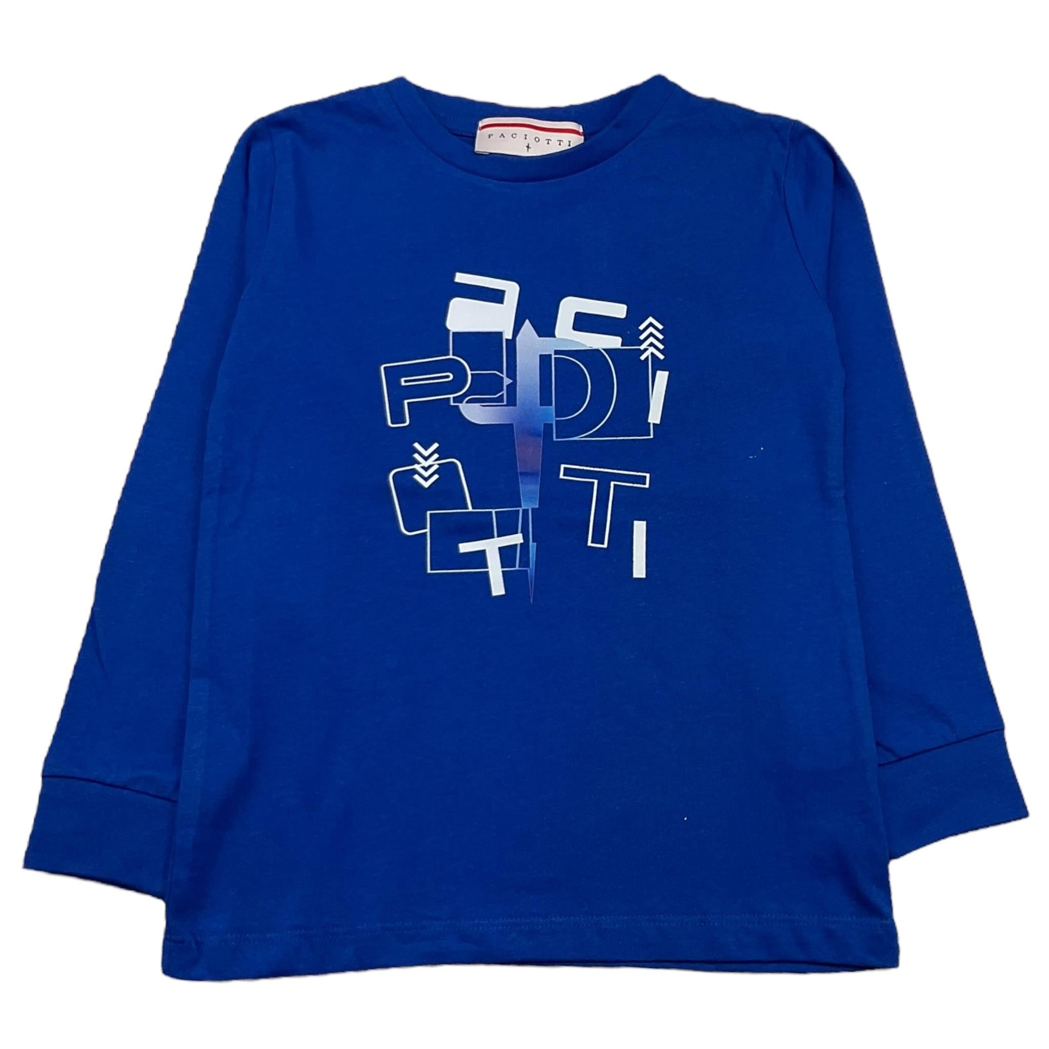 CESARE PACIOTTI shirt girocollo tinta unita con stampa in contrasto Blu per Bambino TSP5315B BLU CESARE PACIOTTI