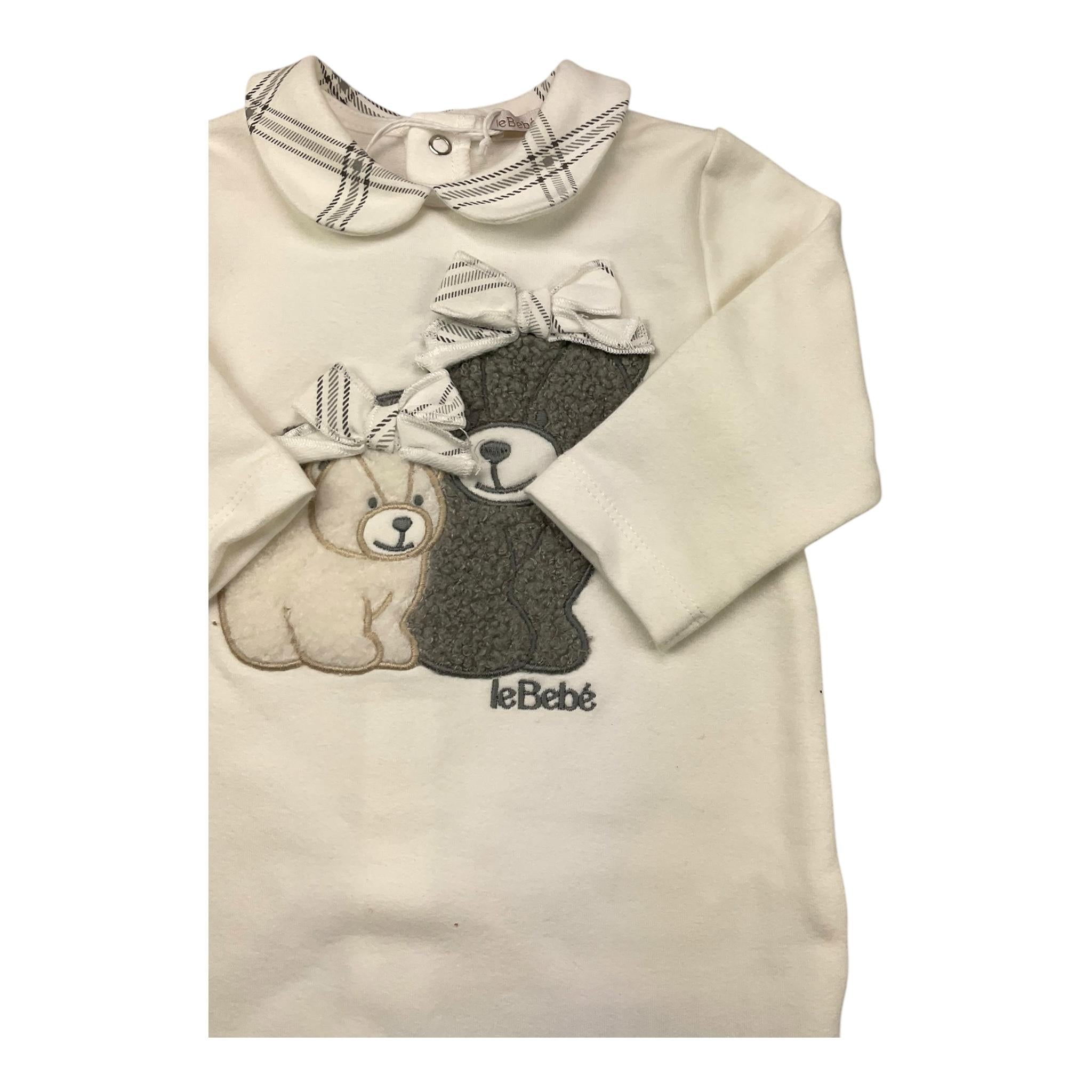 LE BEBE' tutina manica lunga tinta unita con orsi Panna per Neonata LBG5972 PANNA LE BEBE'