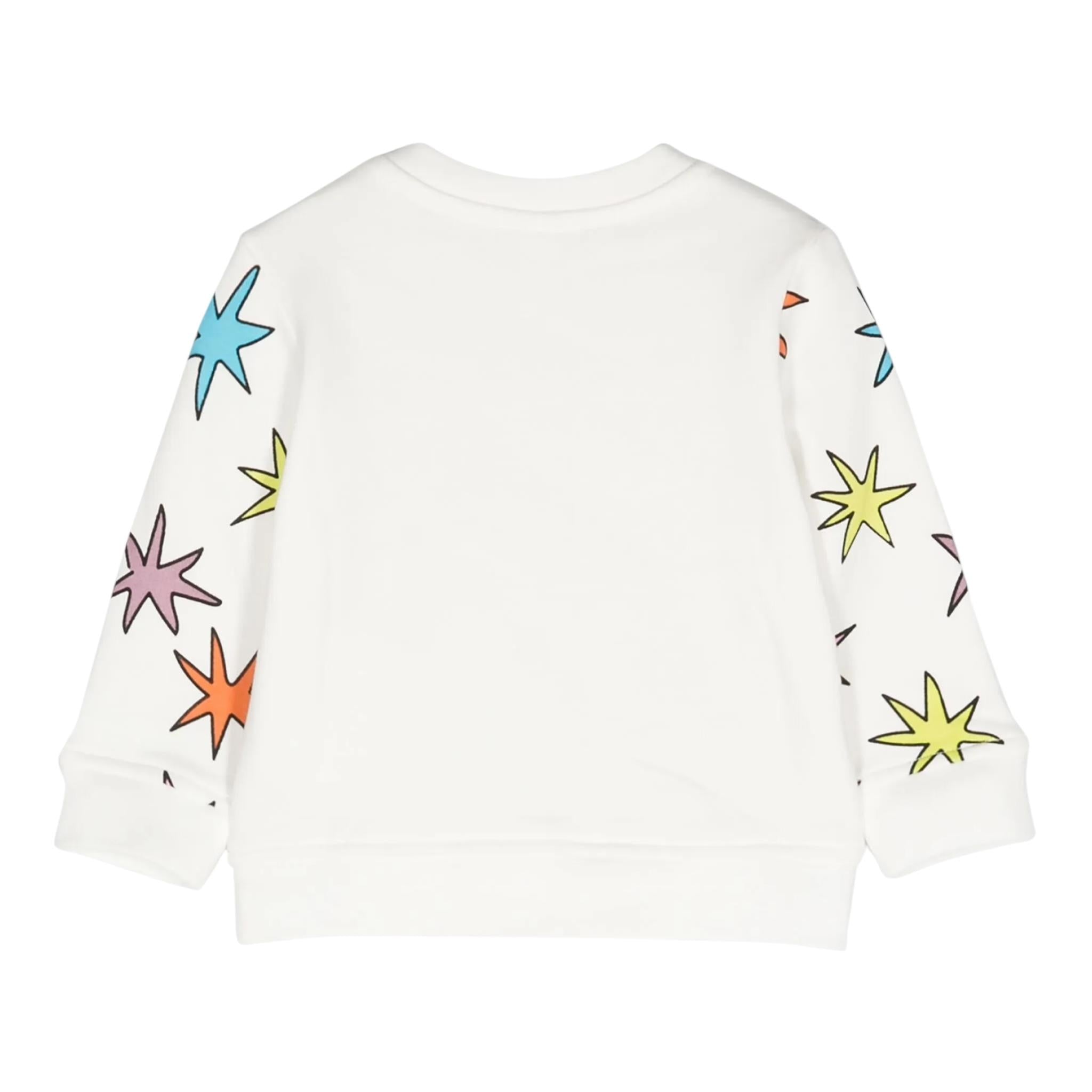 STELLA McCARTNEY felpa chiusa gircollo tinta unita con stampa in contrasto Bianco per Bambina V4120 BIANCO STELLA McCARTNEY