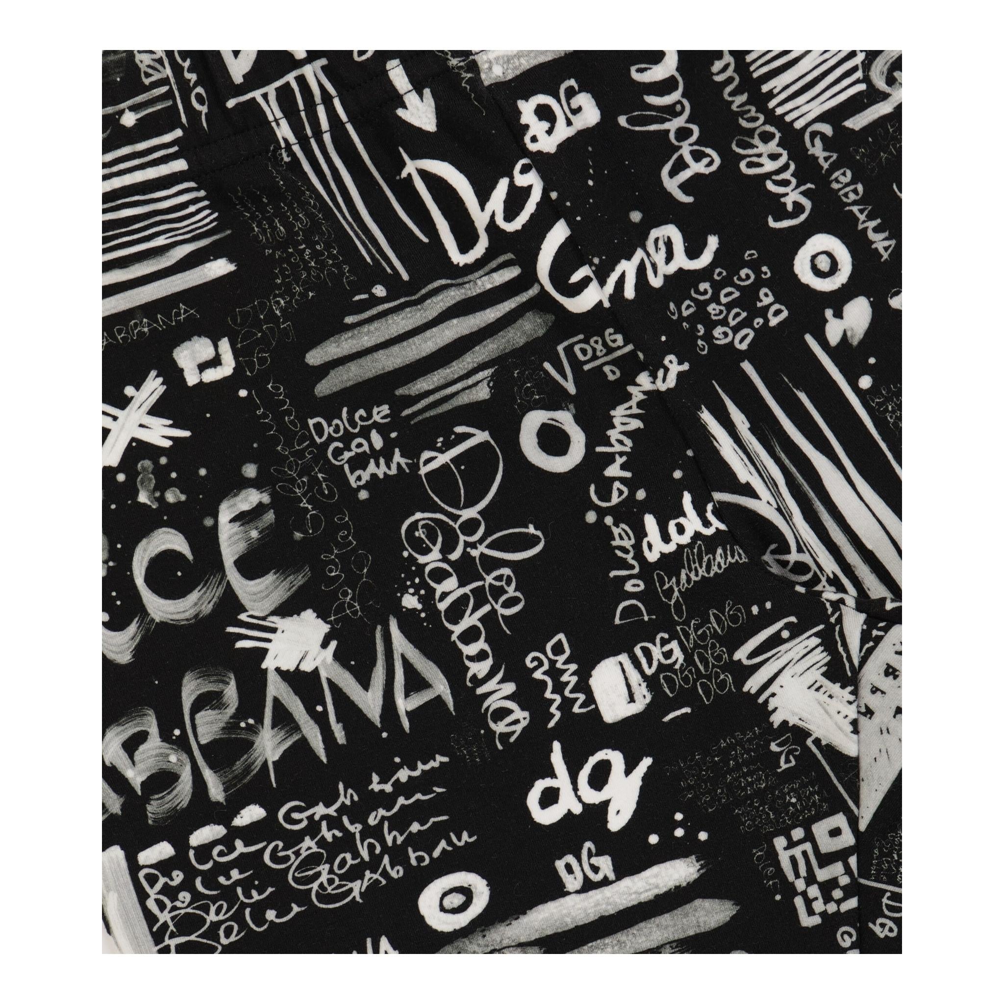 DOLCE & GABBANA leggins tinta unita con stampe in contrasto Nero per Bambina L5JP5B NERO DOLCE & GABBANA