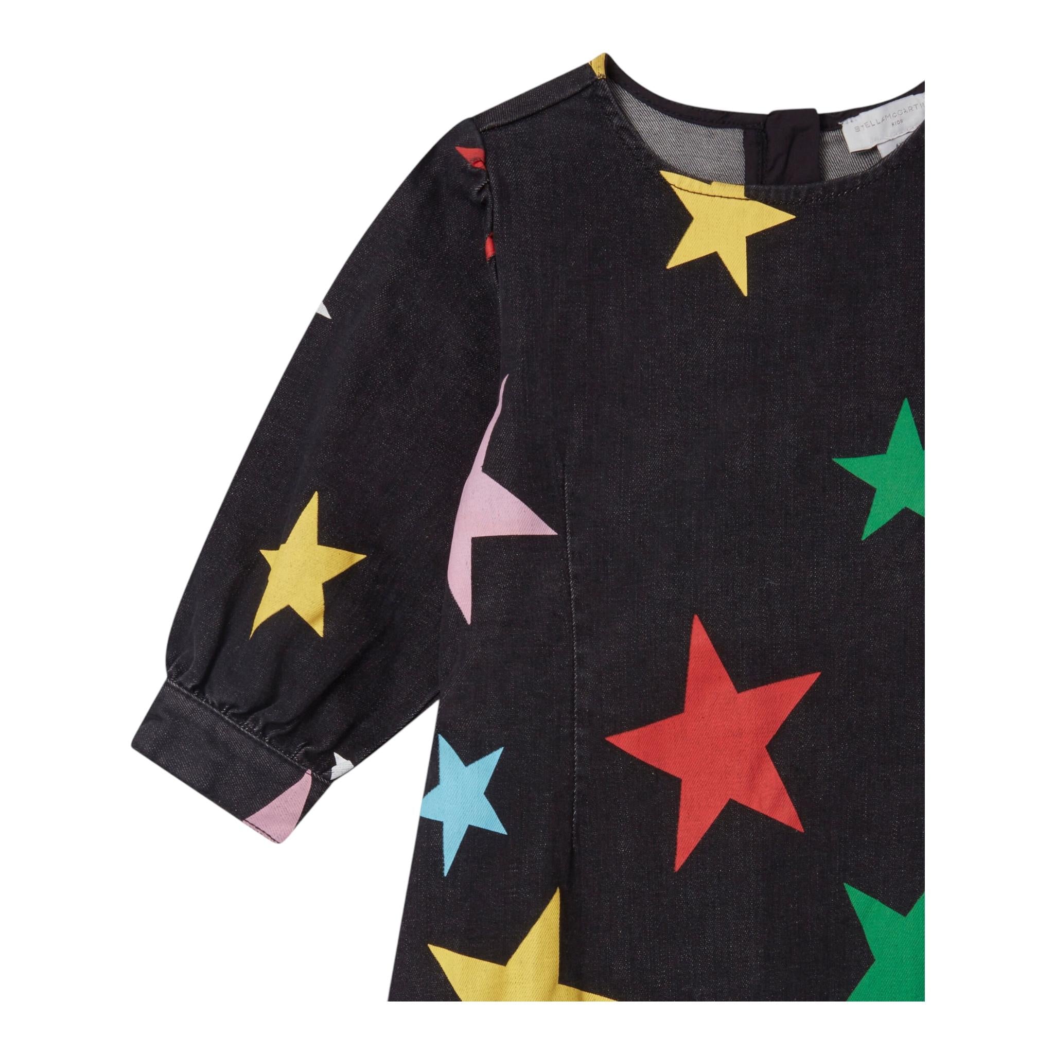 STELLA McCARTNEY abito manica lunga tinta unita con stampe stelle Nero per Bambina TV1C33 NERO STELLA McCARTNEY