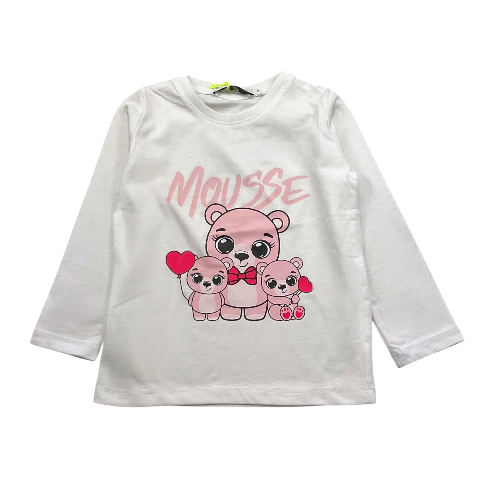 MOUSSE shirt girocollo tinta unita con stampa Bianco per Bambina BEARRR BIANCO MOUSSE