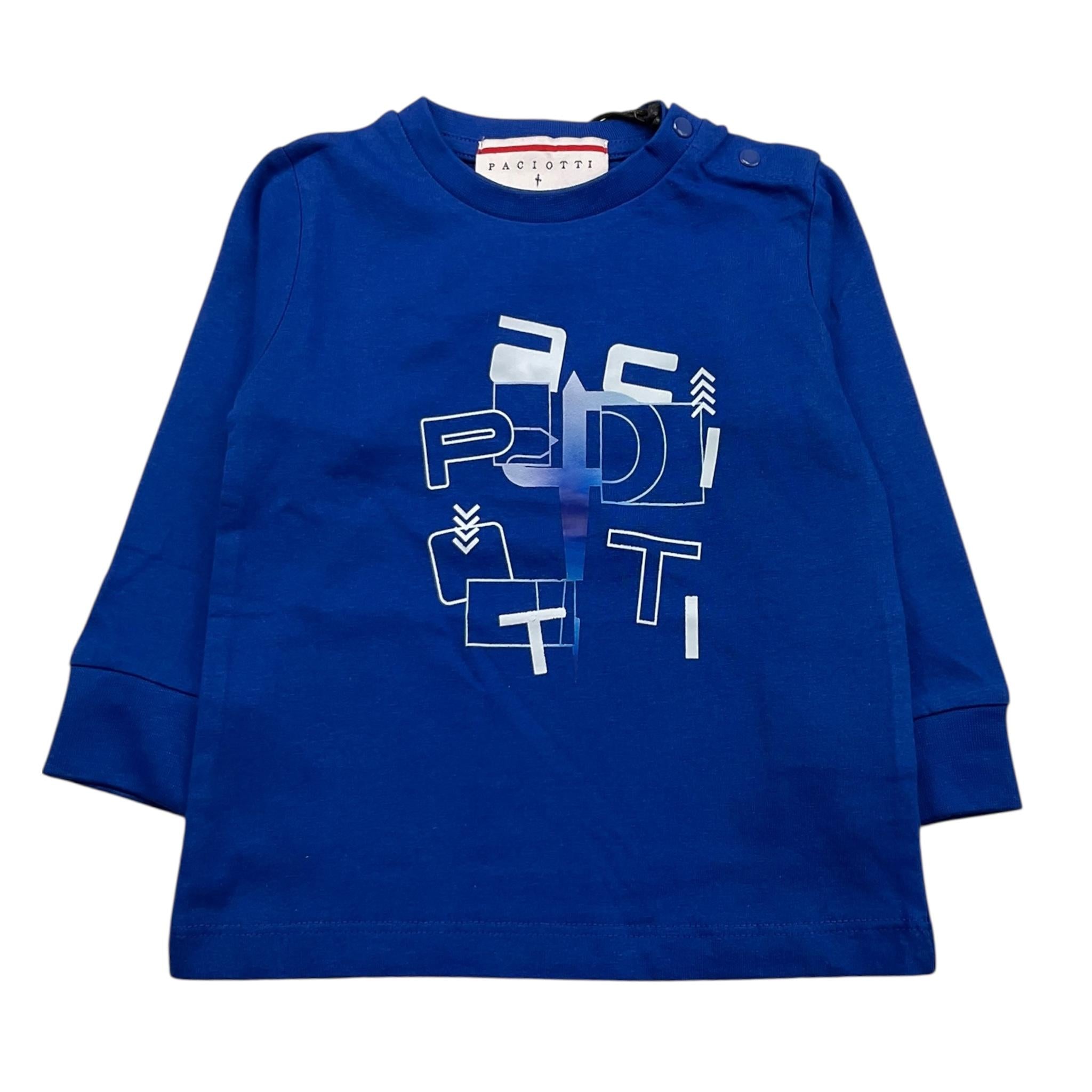 CESARE PACIOTTI shirt girocollo tinta unita con stampa in contrasto Cobalto per Neonato TSP5315BX COBALTO CESARE PACIOTTI