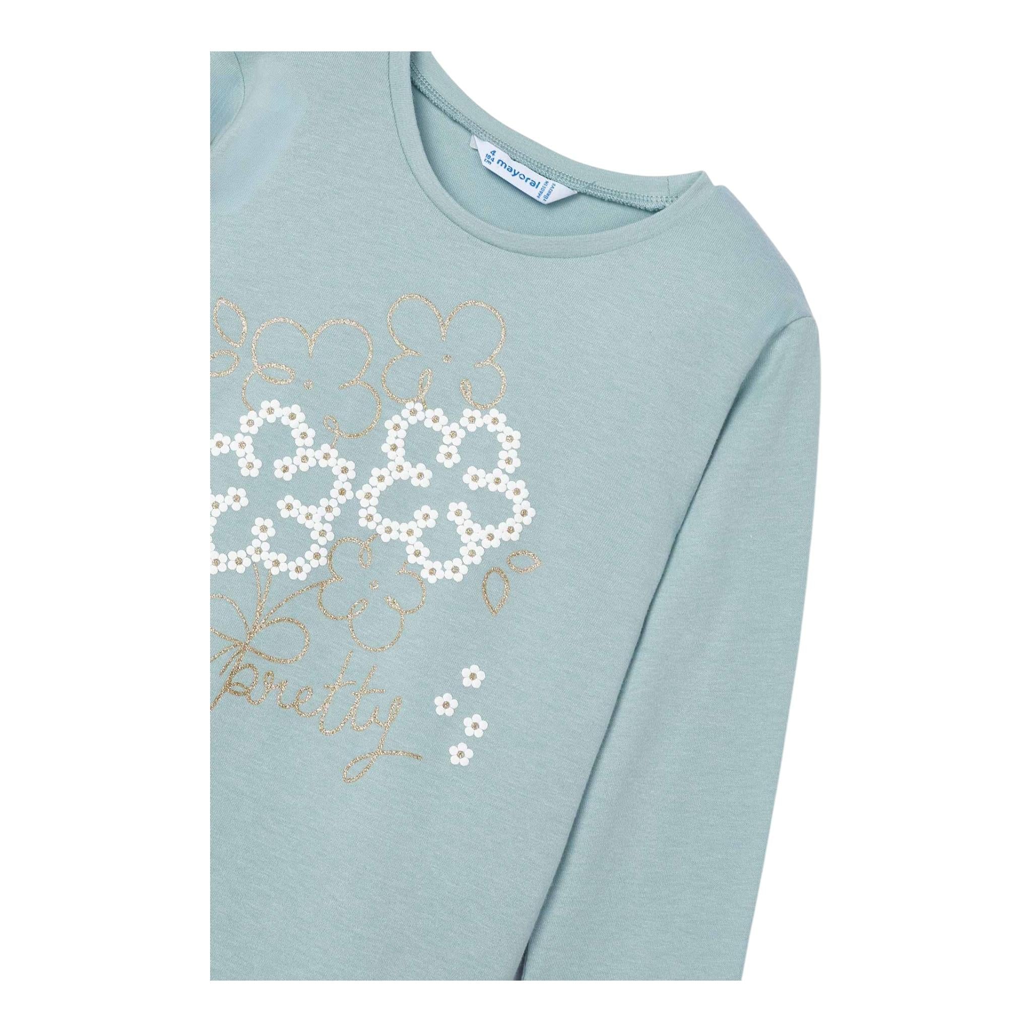 MAYORAL shirt girocollo tinta unita con stampa in contrasto Verde per Bambina 4072 VERDE MAYORAL