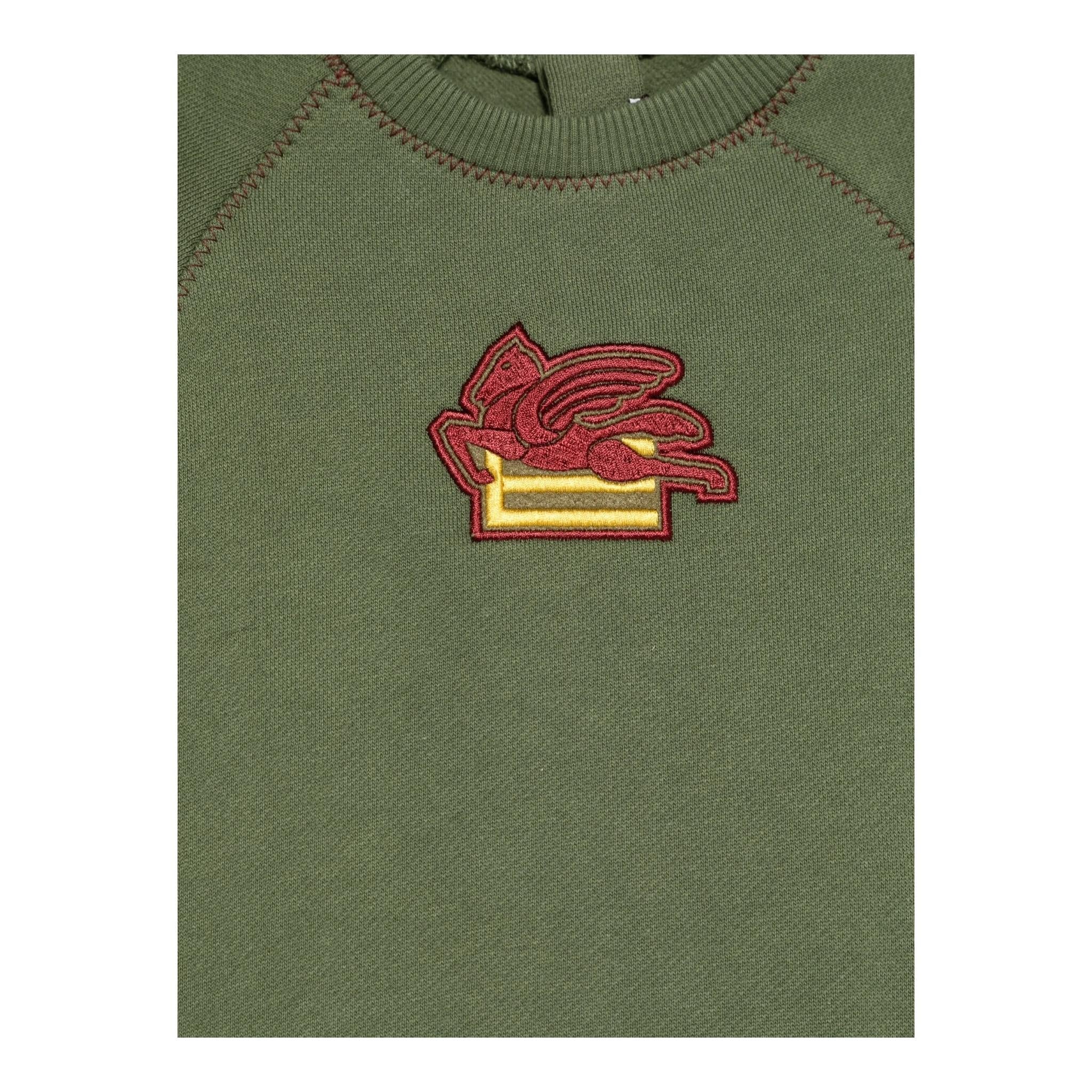 ETRO felpa chiusa girocollo tinta unita con logo Verde per Bambino GV4P10 VERDE ETRO
