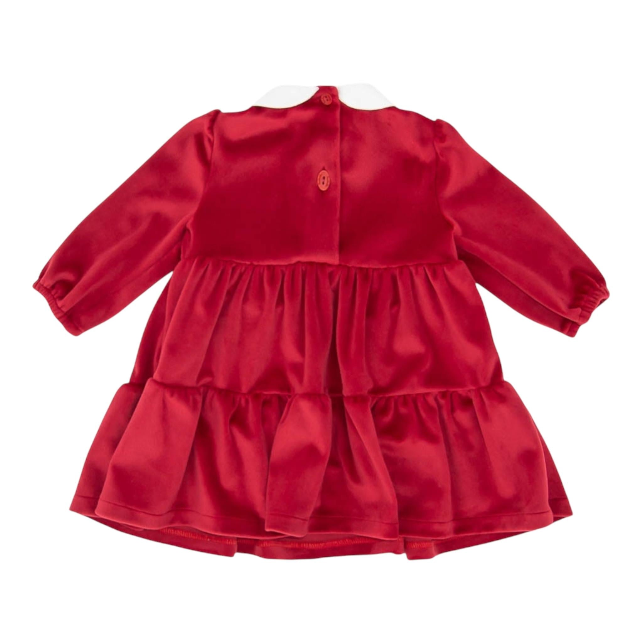 LALALU' abito manica lunga tinta unita in velluto Rosso per Bambina VTL12NJ ROSSO LALALU'