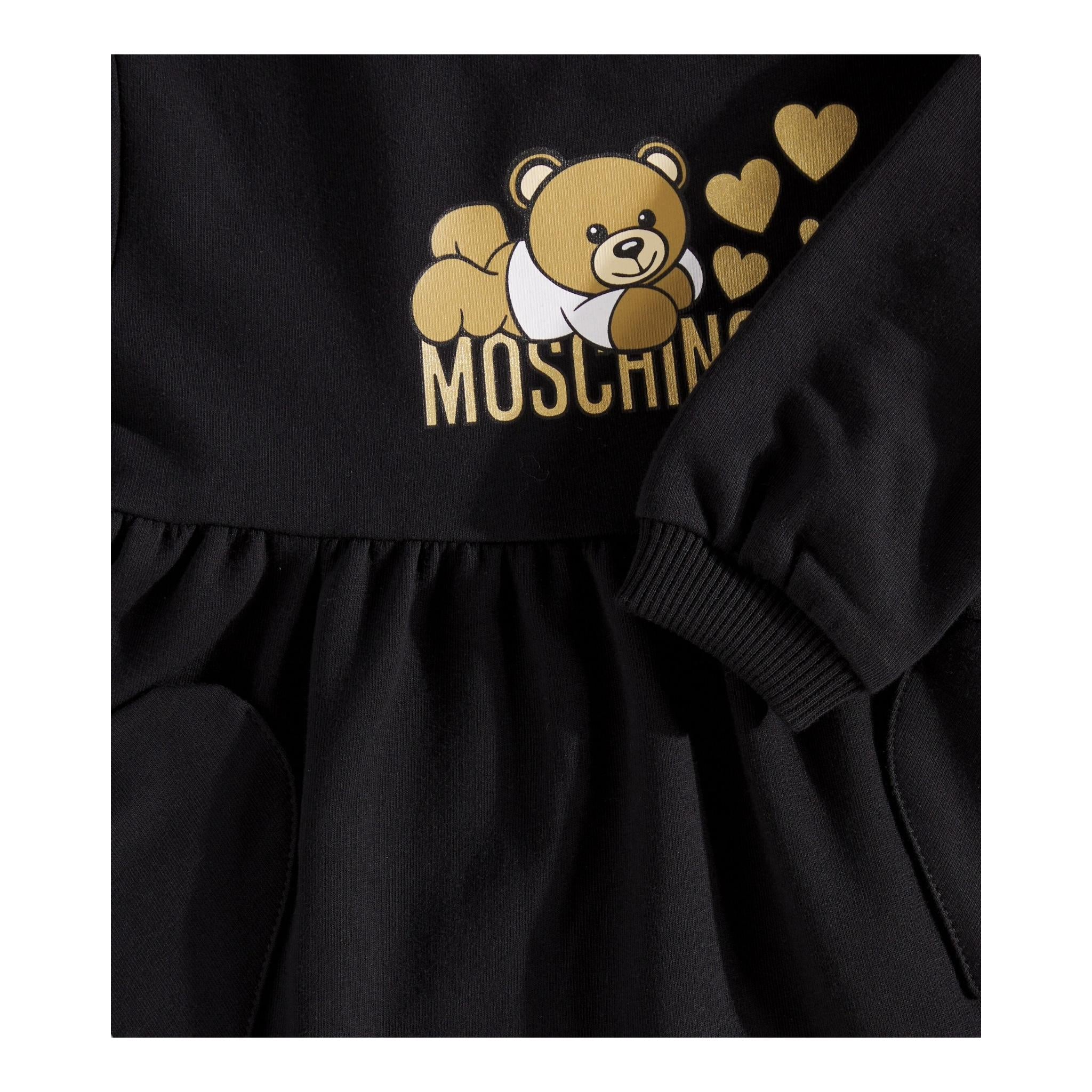 MOSCHINO abito manica lunga tinta unita cn stampa in contrasto Nero per Bambina MDV0BLJXX NERO MOSCHINO