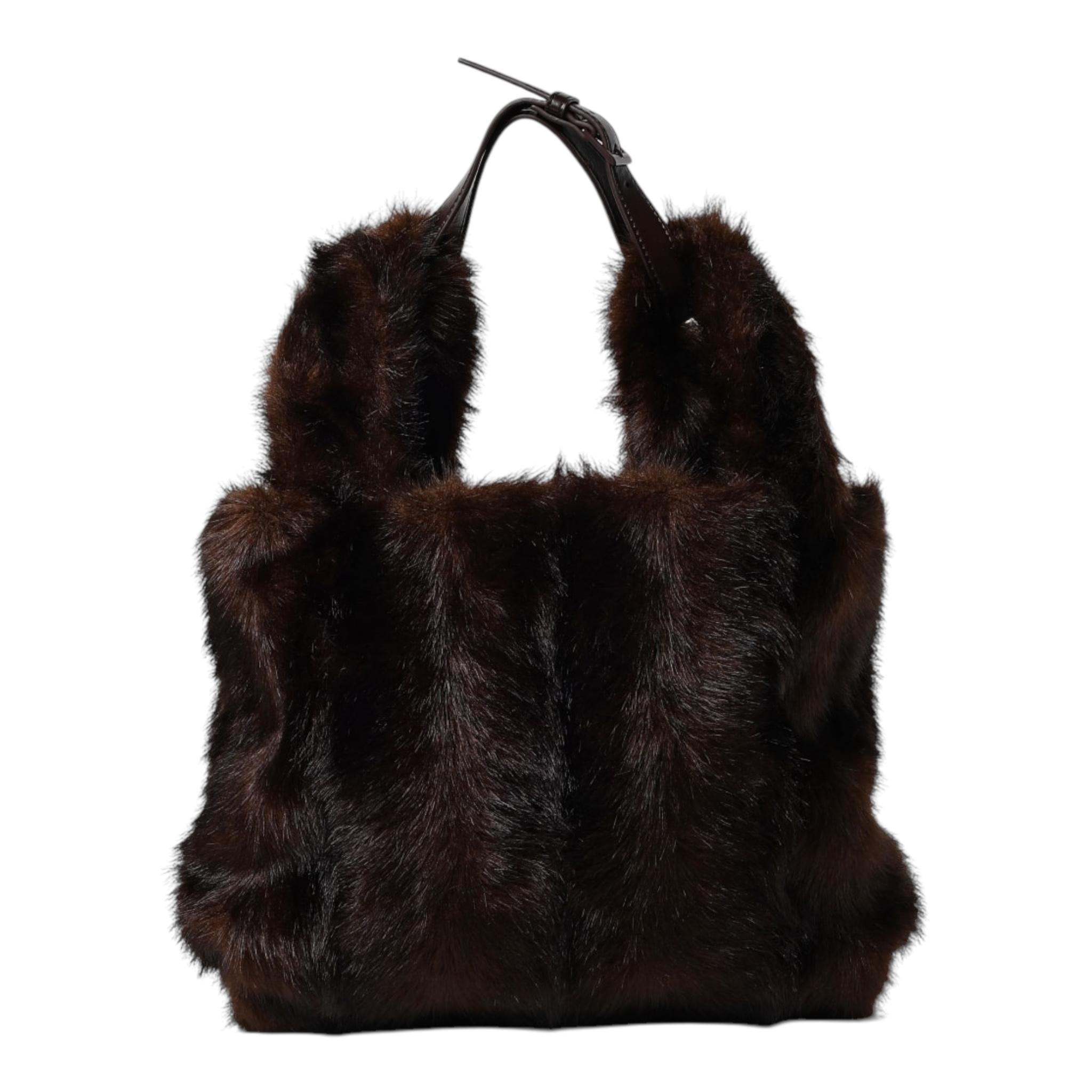 N°21 borsa in pelliccia tinta unita Marrone per Bambina N21A37 MARRONE N°21