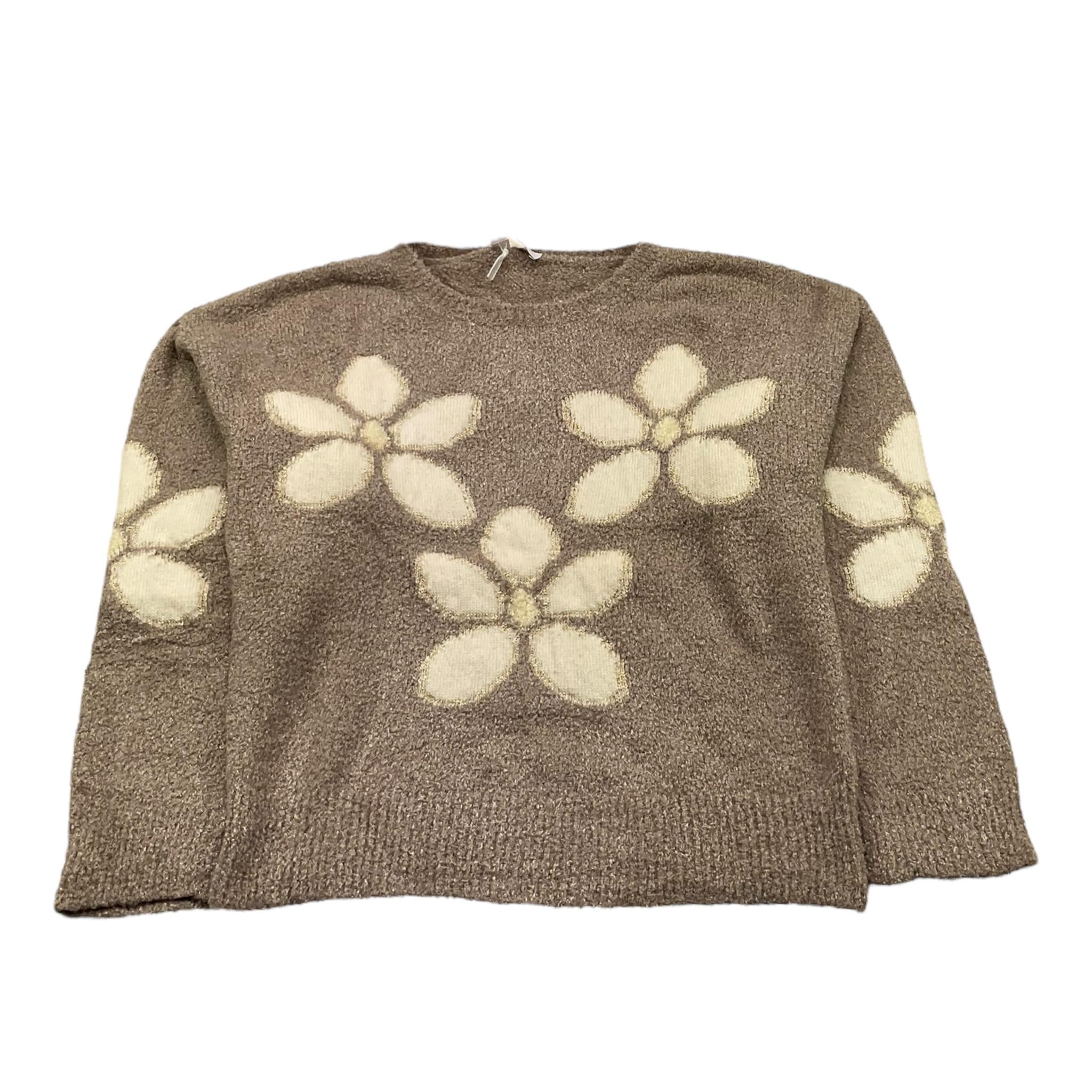 MONNALISA maglia girocollo tinta unita con fiori Tortora per Bambina 798605 TORTORA MONNALISA