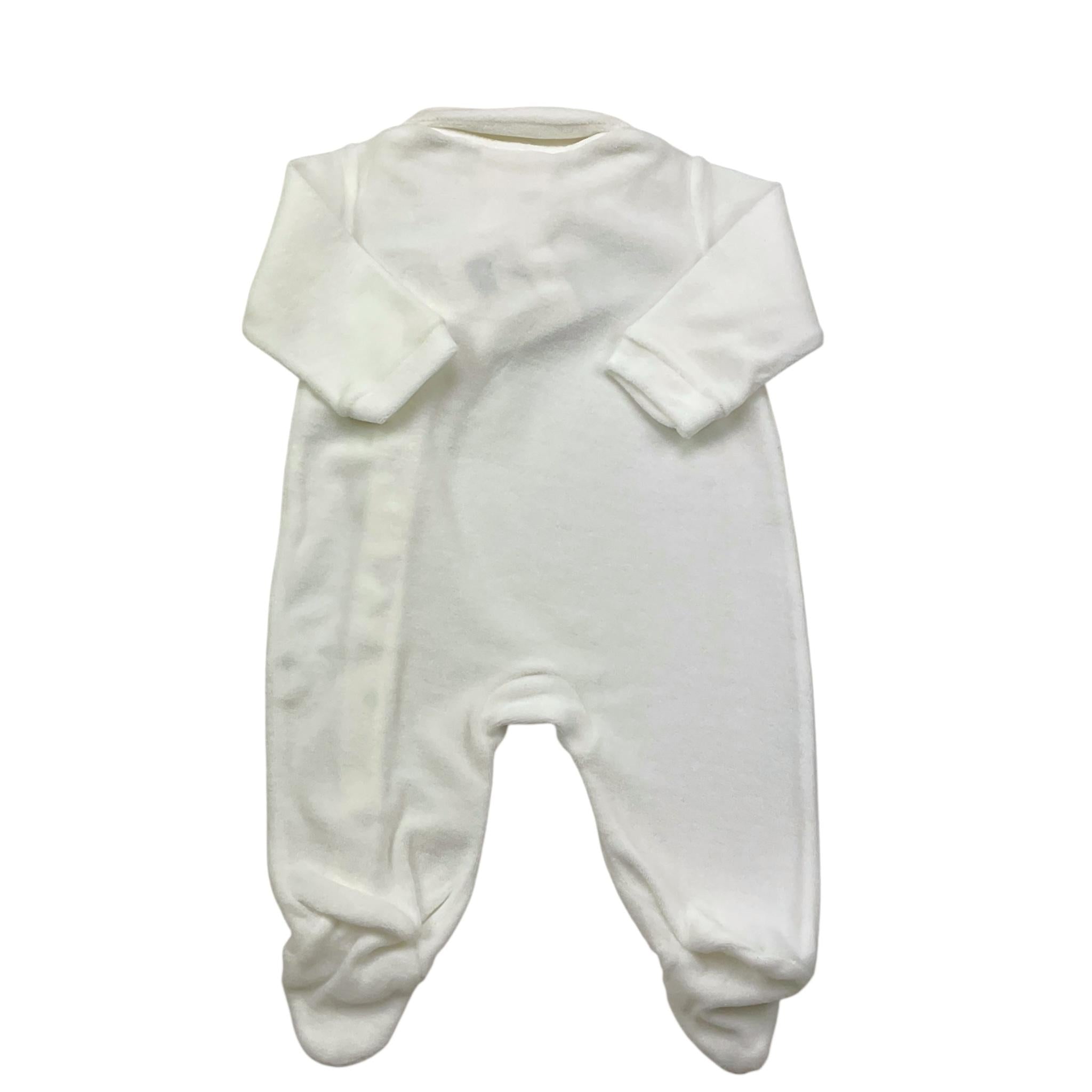 STORY LORIS tutina in ciniglia tinta unita con applicazioni Bianco per Neonata 57063 BIANCO STORY LORIS