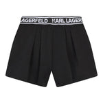 KARL LAGERFELD short tinta unita con elastic in vita logato Nero per Bambina Z30201 NERO KARL LAGERFELD