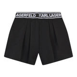 KARL LAGERFELD short tinta unita con elastic in vita logato Nero per Bambina Z30201 NERO KARL LAGERFELD