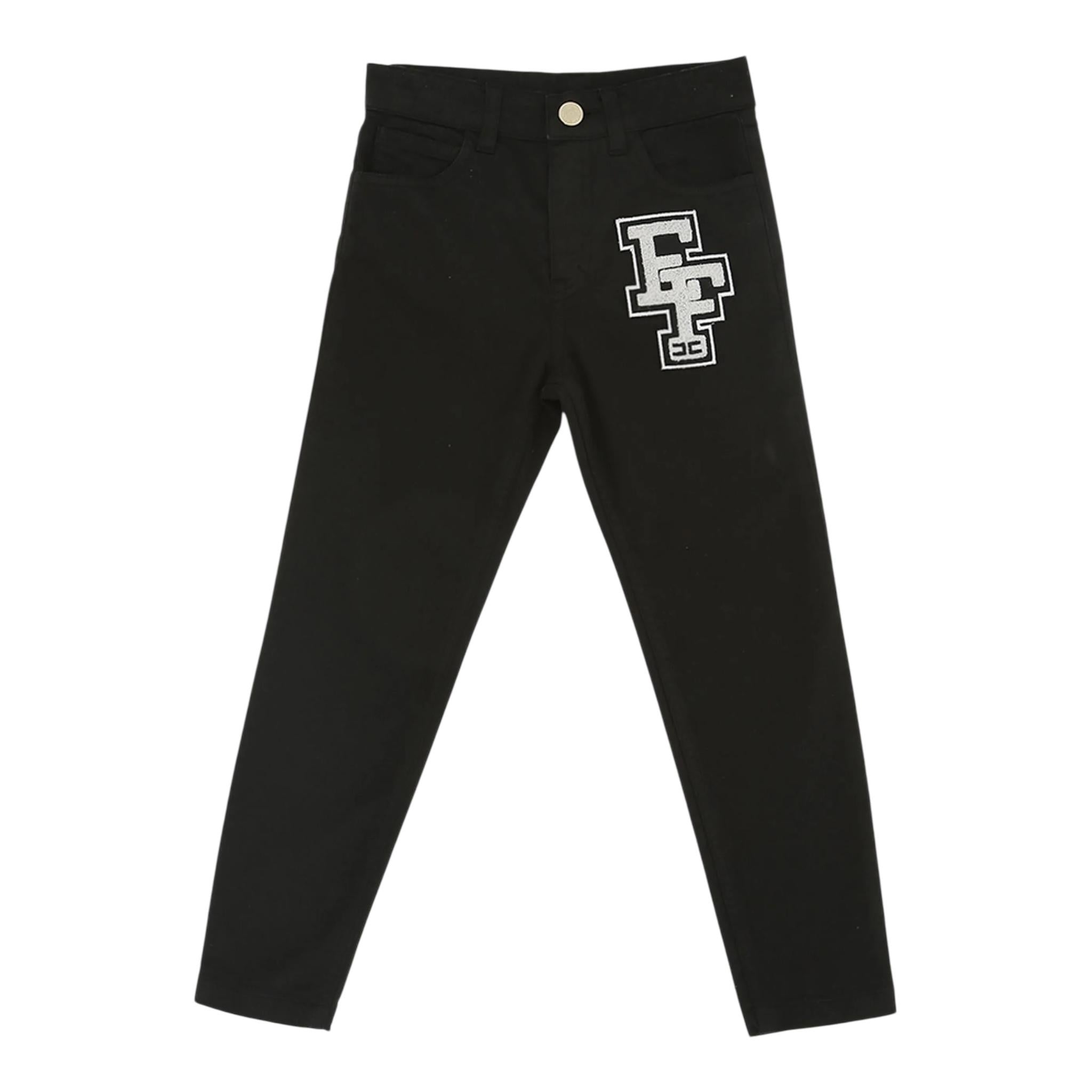 ELISABETTA FRANCHI pantalone tinta unita con ricamo Nero per Bambina EFPA266 NERO ELISABETTA FRANCHI