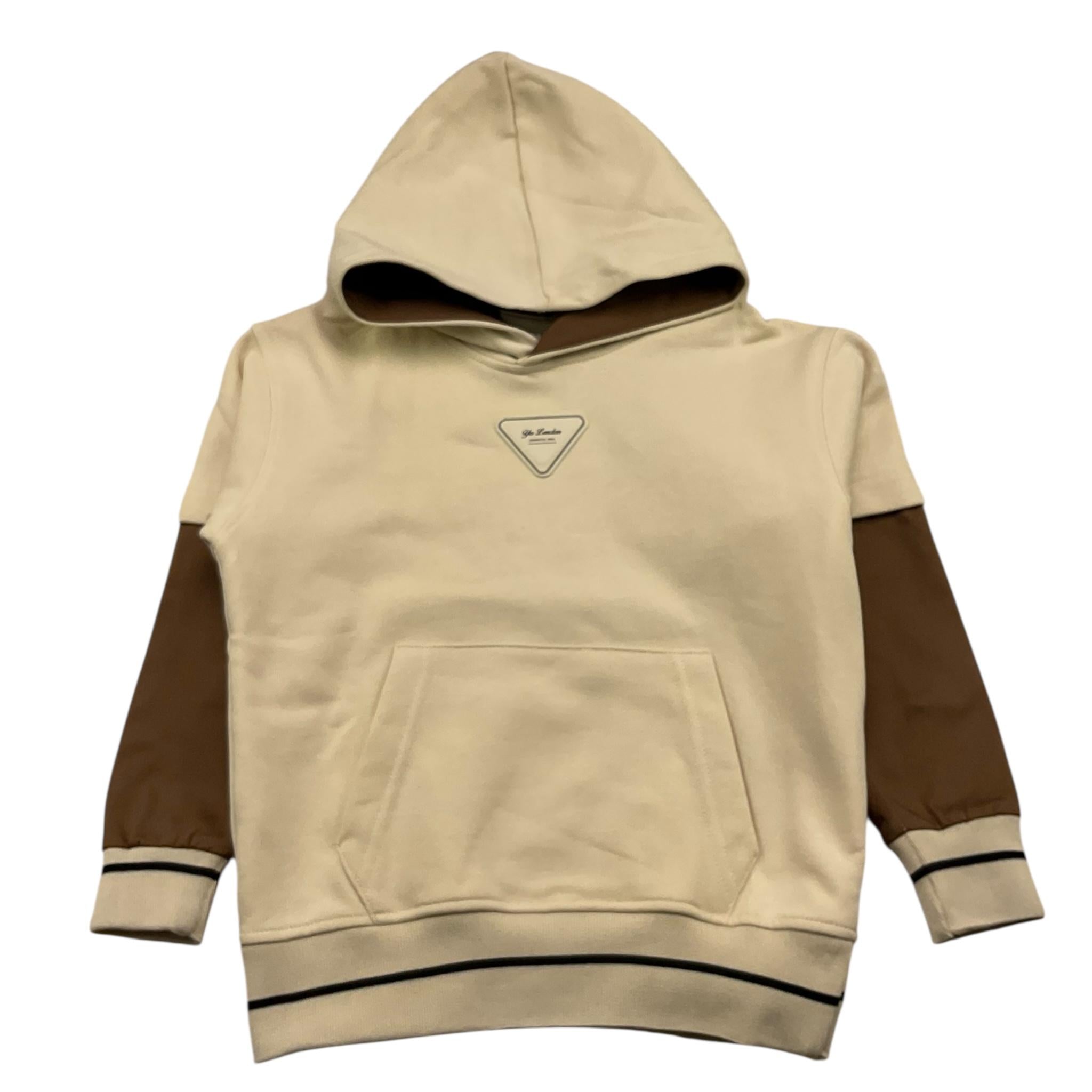 YES LONDON felpa chiusa con cappuccio tinta unita con maniche in contrasto Panna per Bambino JR5063X PANNA YES LONDON