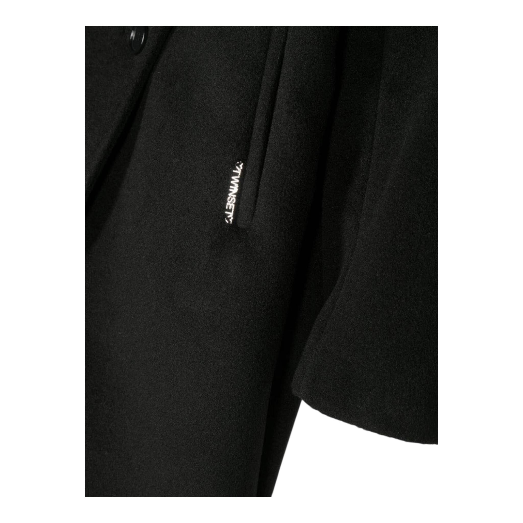 TWINSET cappotto tinta unita con frange Nero per Bambina 232GJ2062 NERO TWINSET