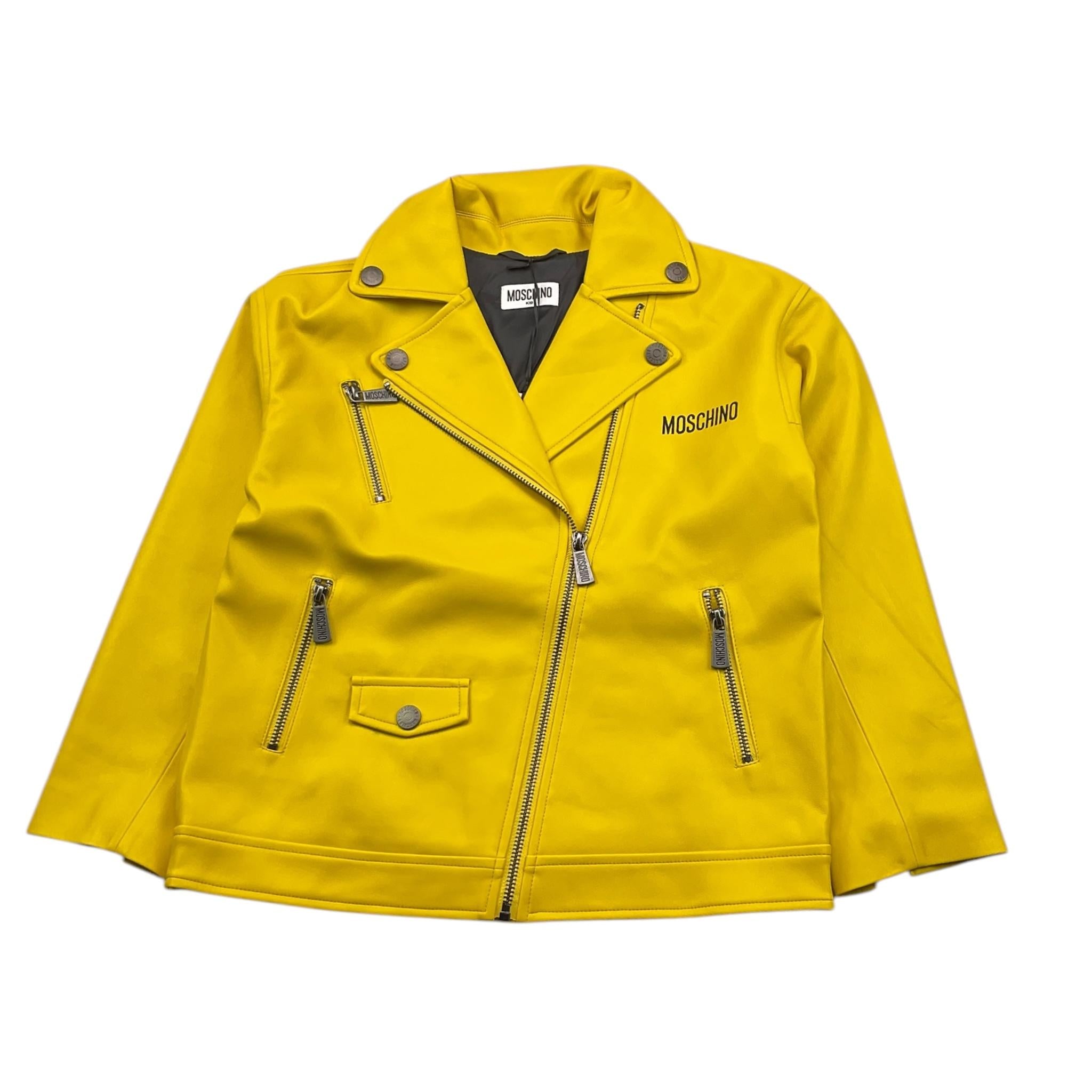 MOSCHINO giubbino ecopelle tinta unita con stampa Giallo per Bambino HUS05J GIALLO MOSCHINO