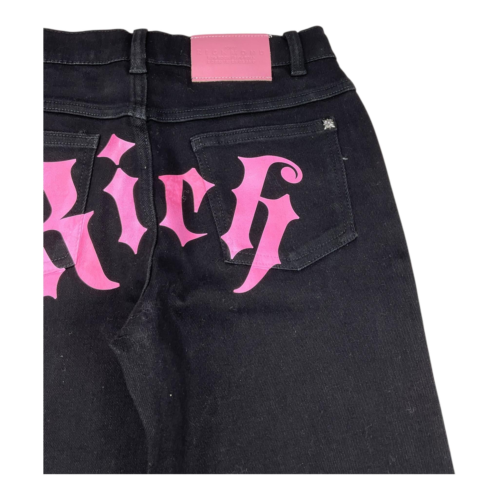 JOHN RICHMOND jeans tinta unita con stampa logo posteriore Nero per Neonata RGA24130JENX NERO JOHN RICHMOND