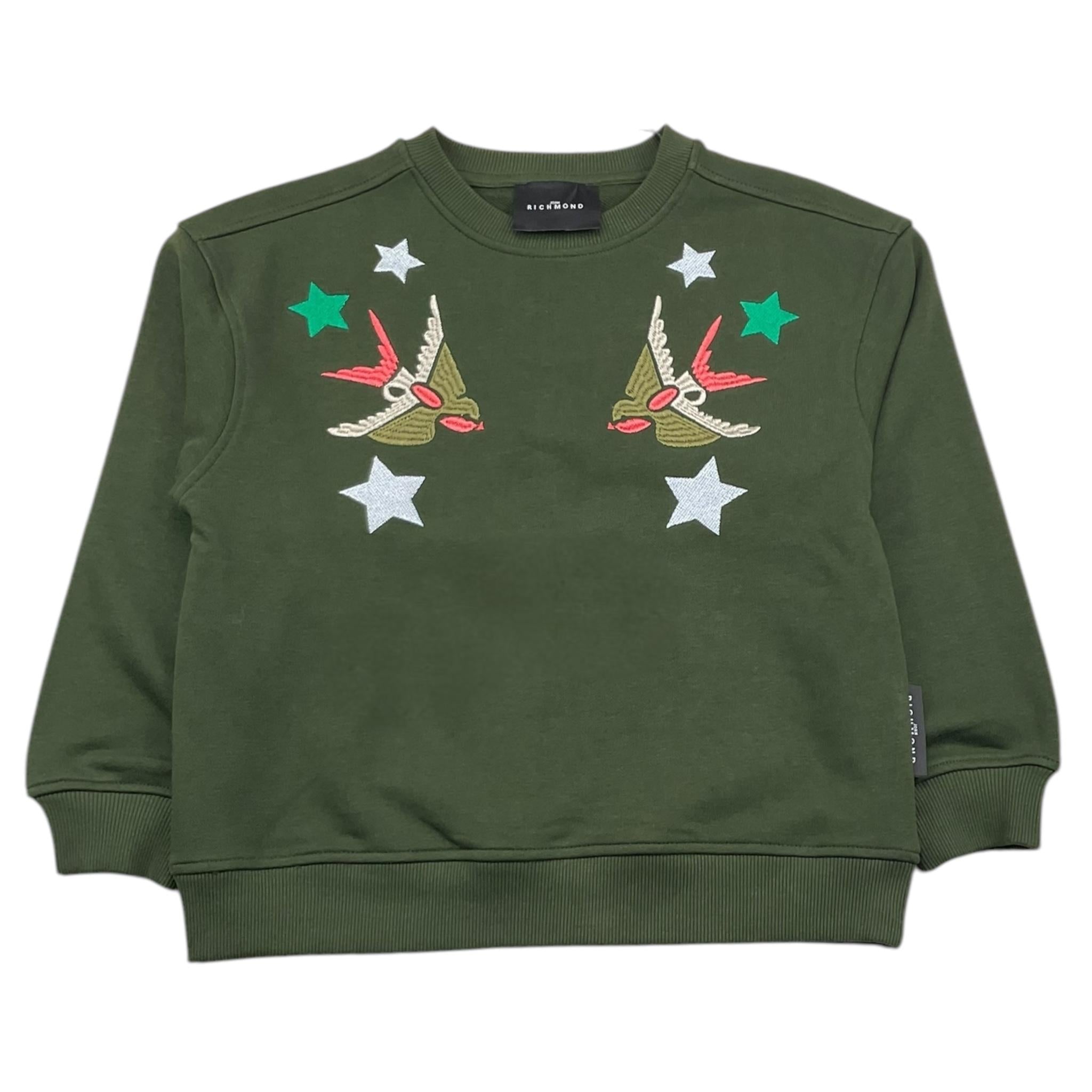 JOHN RICHMOND felpa chiusa girocollo tinta unita con ricami Verde per Bambina RGA25127FE VERDE JOHN RICHMOND