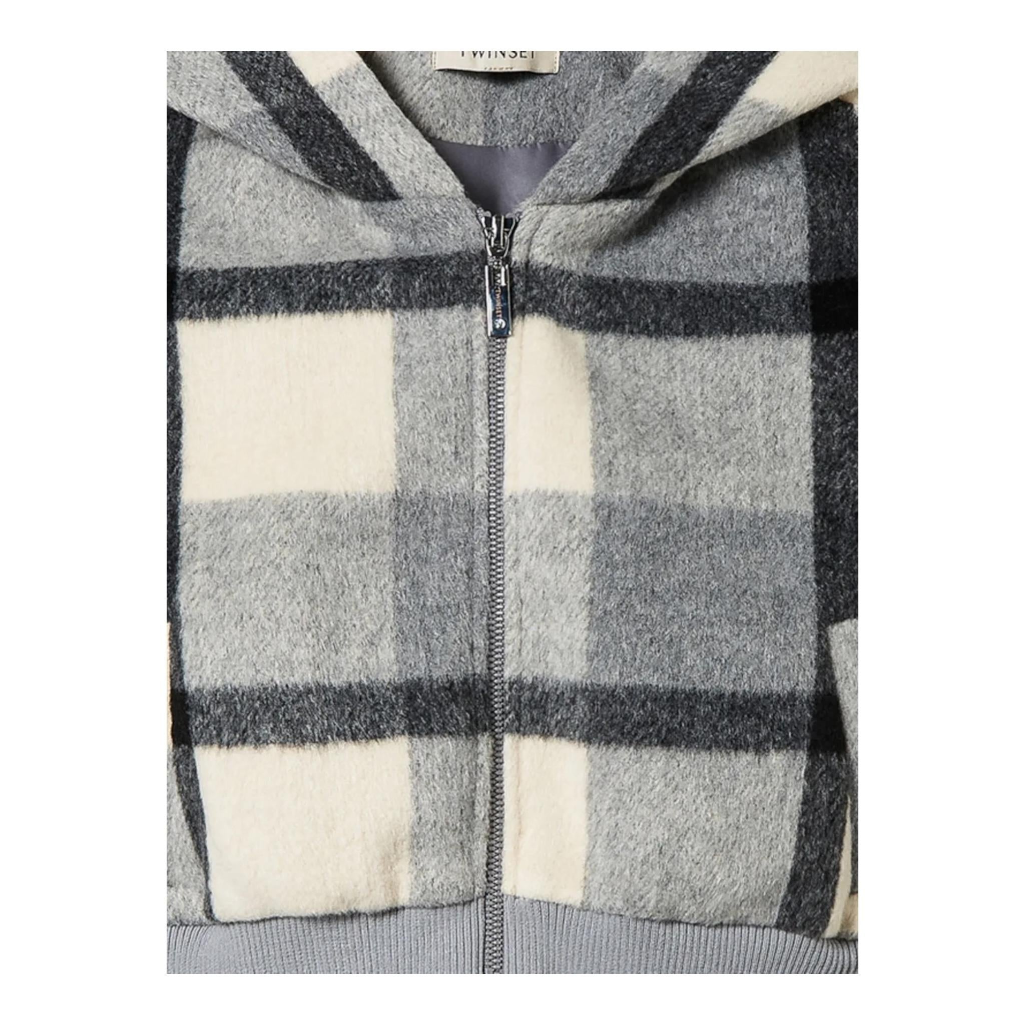 TWINSET giubbino tricolore fantasia a quadri con zip Grigio per Bambina 242GJ2261 GRIGIO TWINSET