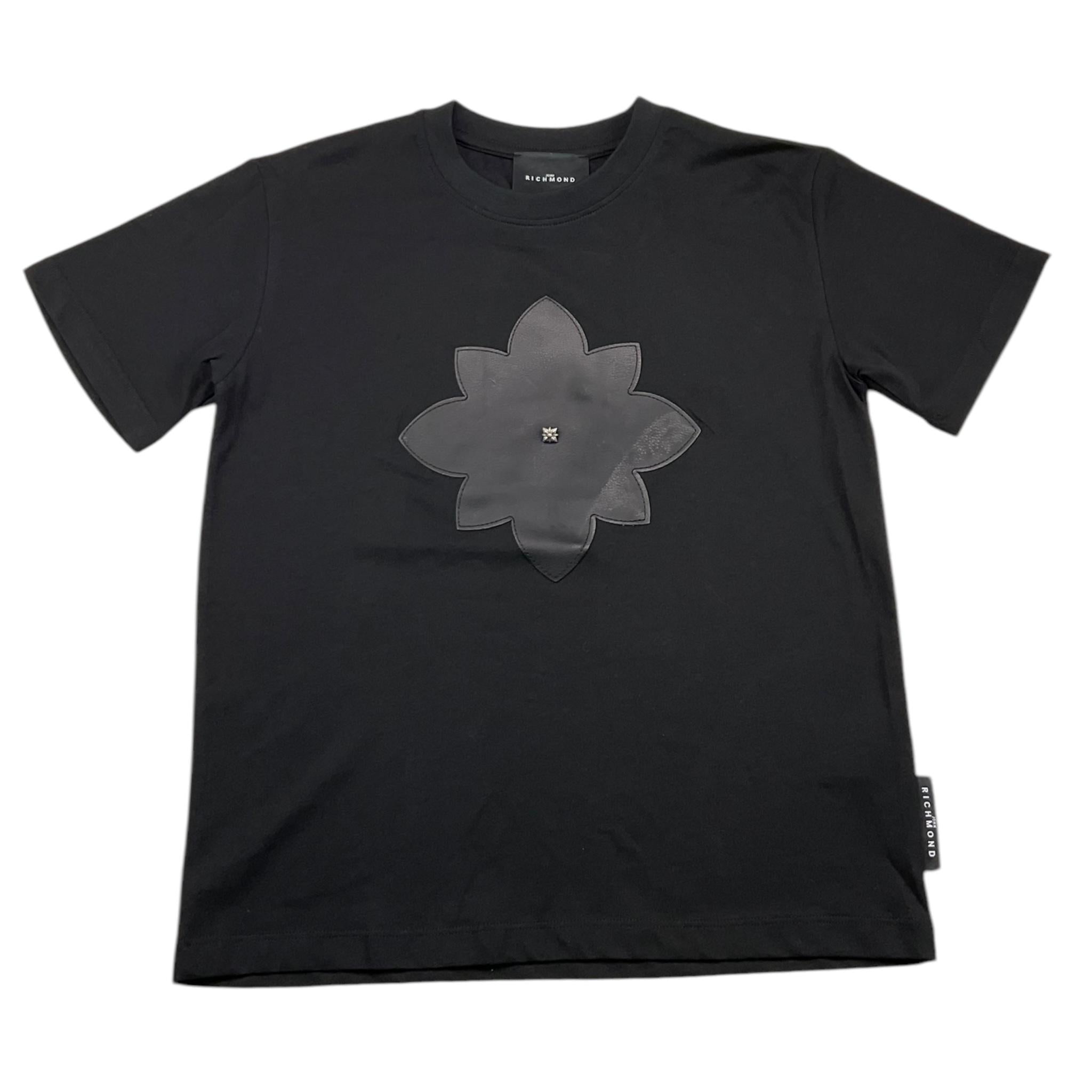 JOHN RICHMOND t-shirt girocollo tinta unita con stampa in contrasto Nero per Bambino RBA25076TS NERO JOHN RICHMOND