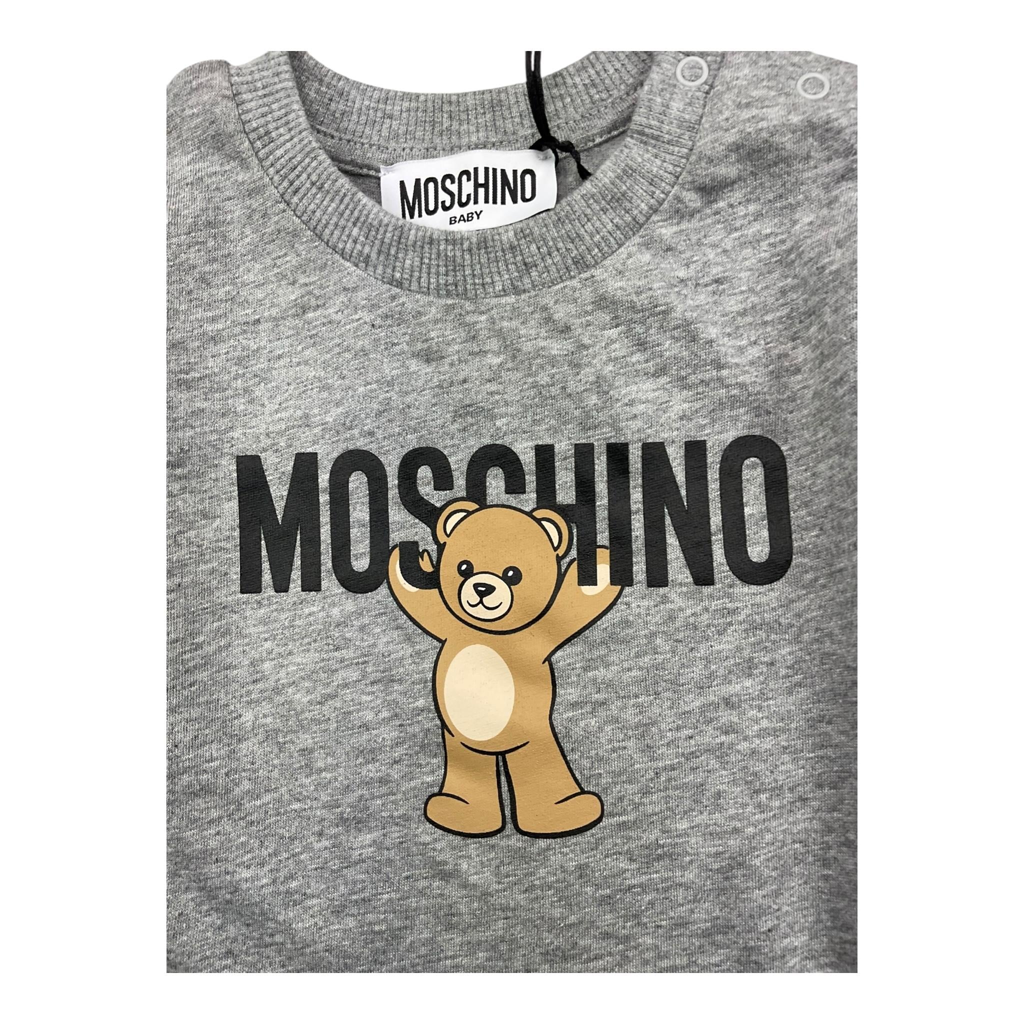 MOSCHINO shirt girocollo tinta unita con stampa Grigio per Neonato MZO00R GRIGIO MOSCHINO