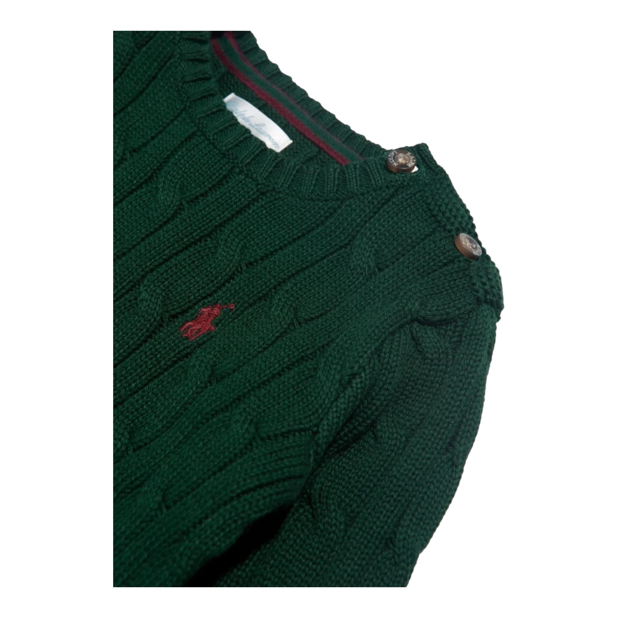 RALPH LAUREN maglia tinta unita con logo Verde per Neonato 320702674054 VERDE RALPH LAUREN