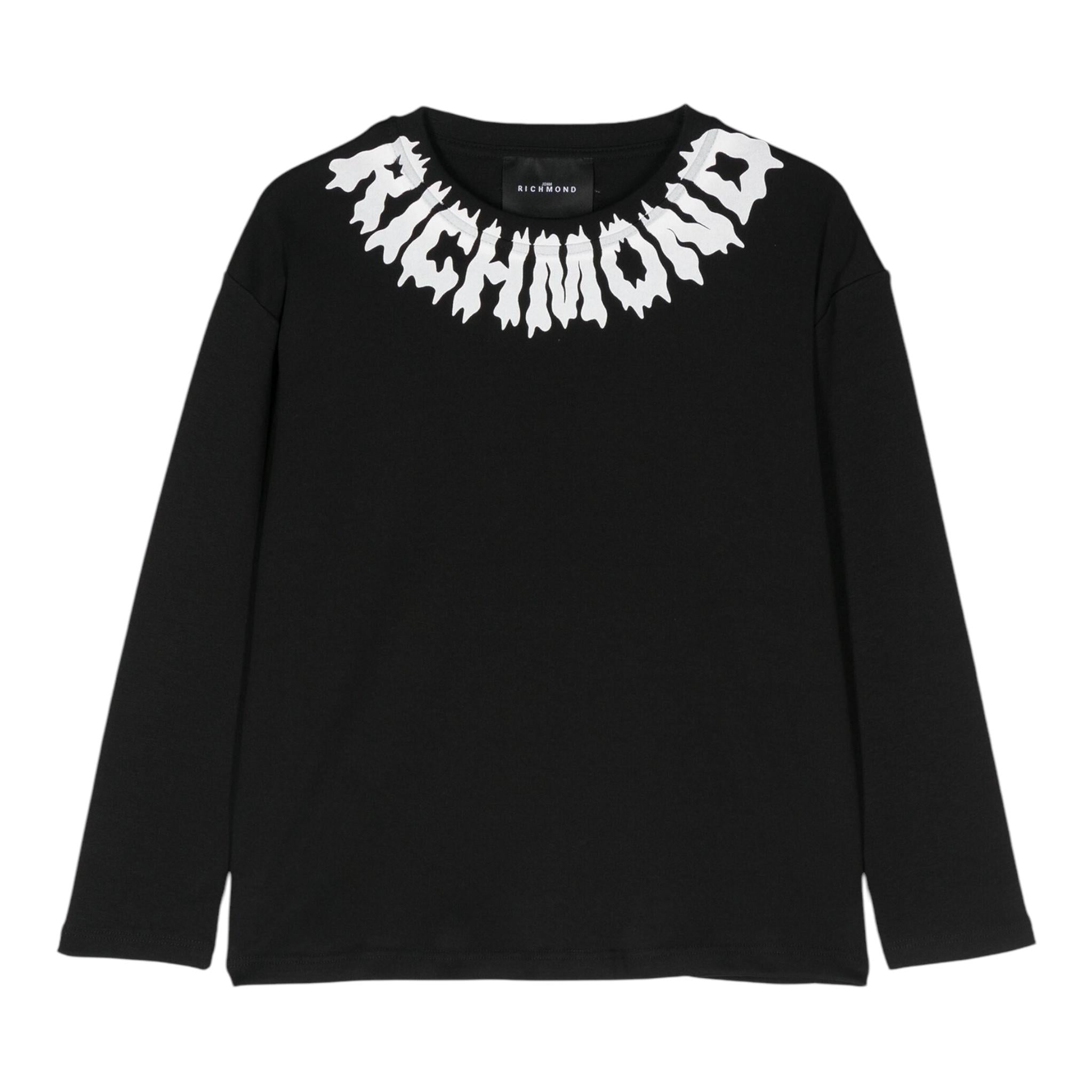 JOHN RICHMOND shirt girocollo tinta unita con stampa Nero per Neonato RBA24074TSN NERO JOHN RICHMOND