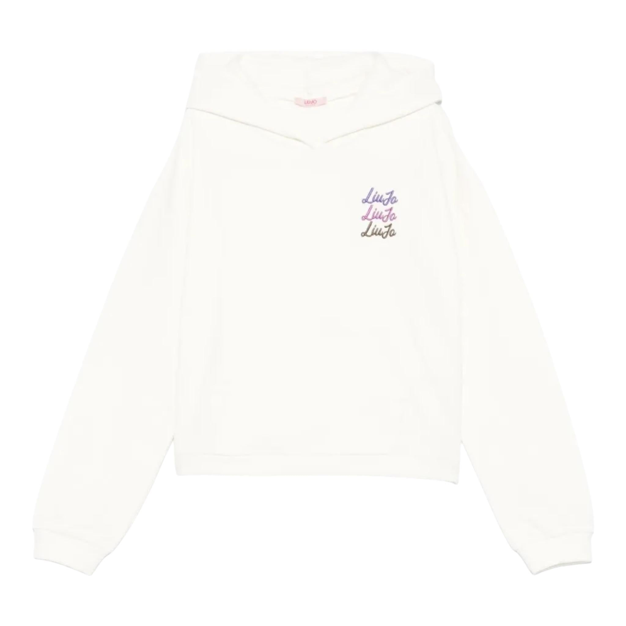 LIU JO felpa con cappuccio tinta unita con stampa Panna per Bambina GF4180 PANNA LIU JO