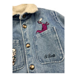 SAINT BARTH giubbino in denim tinta unita con pelliccia Azzurro per Bambina LAND005 AZZURRO SAINT BARTH