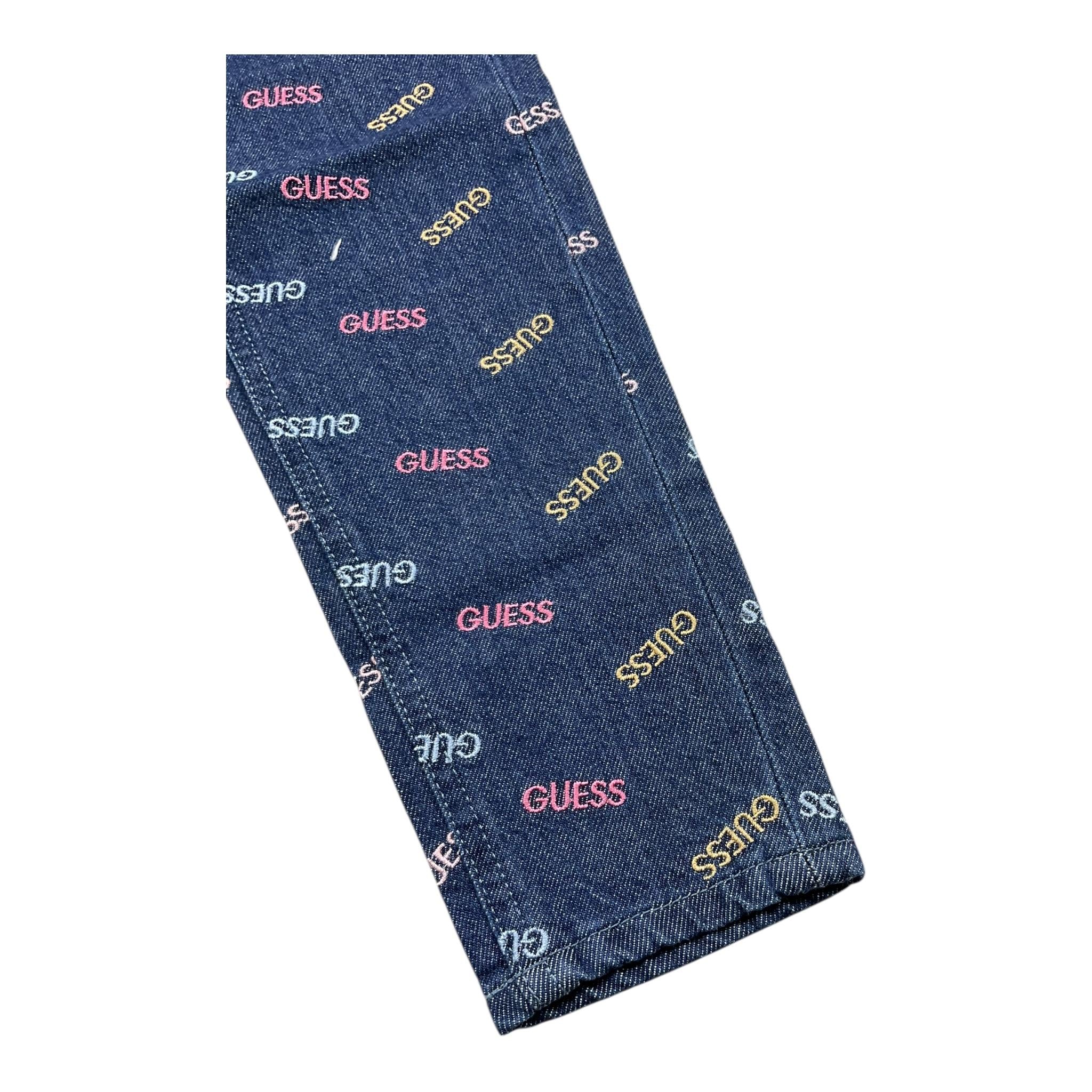 GUESS jeans tinta unita con elastico in vita e ricami loghi Blu per Bambina K4YA05D45E0X BLU GUESS