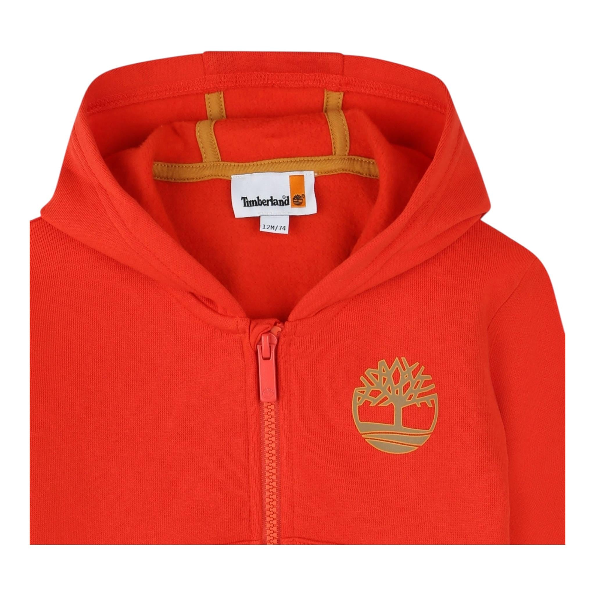TIMBERLAND felpa con zip e cappuccio tinta unita Arancione per Neonato T60262 ARANCIONE TIMBERLAND