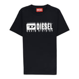 DIESEL t-shirt girocollo tinta unita con stampa Nero per Bambino J02033 NERO DIESEL