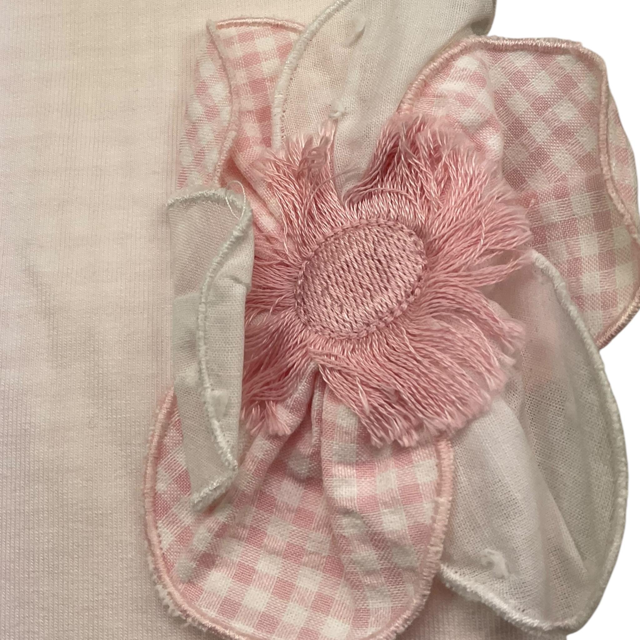 MARLU' coperta tinta unita con fiore in rilievo Rosa per Neonata EC1481 ROSA MARLU'