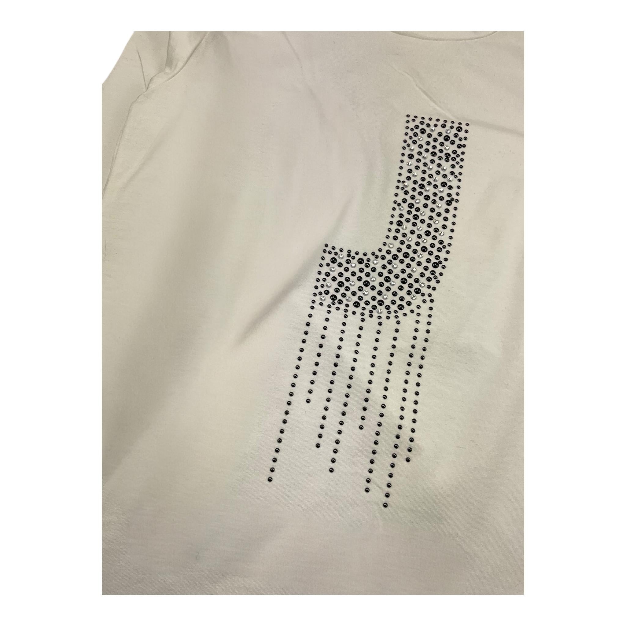 JANICE shirt girocollo tinta unita con stampa brillantinata Panna per Bambina JN578R PANNA JANICE