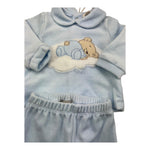 NANAN completo 2 pezzi maglia-ghettina in ciniglia tinta unita Azzurro per Neonato AI2400201A AZZURRO NANAN