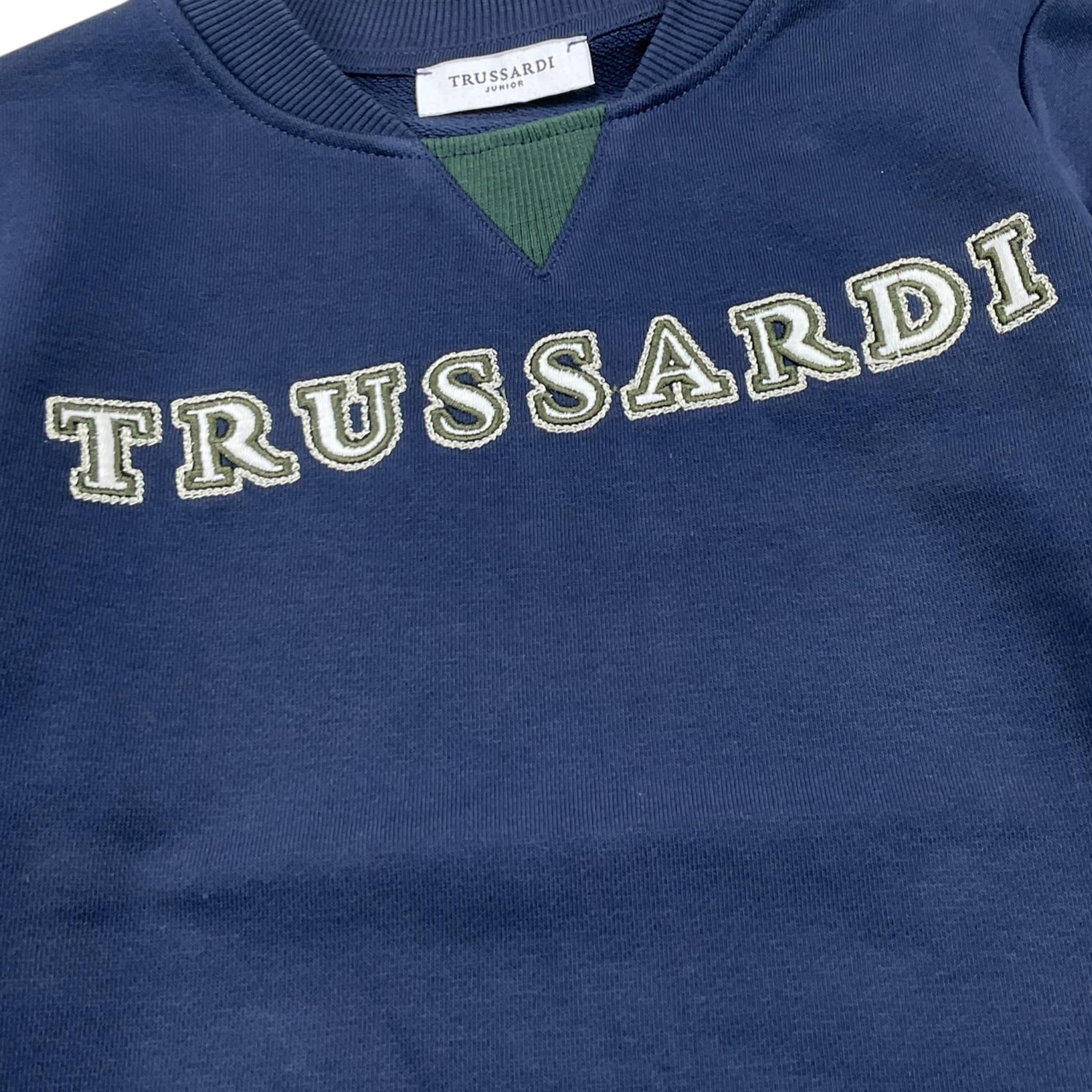 TRUSSARDI felpa girocollo tinta unita con stampa Blu per Bambino TBA25058FE BLU TRUSSARDI