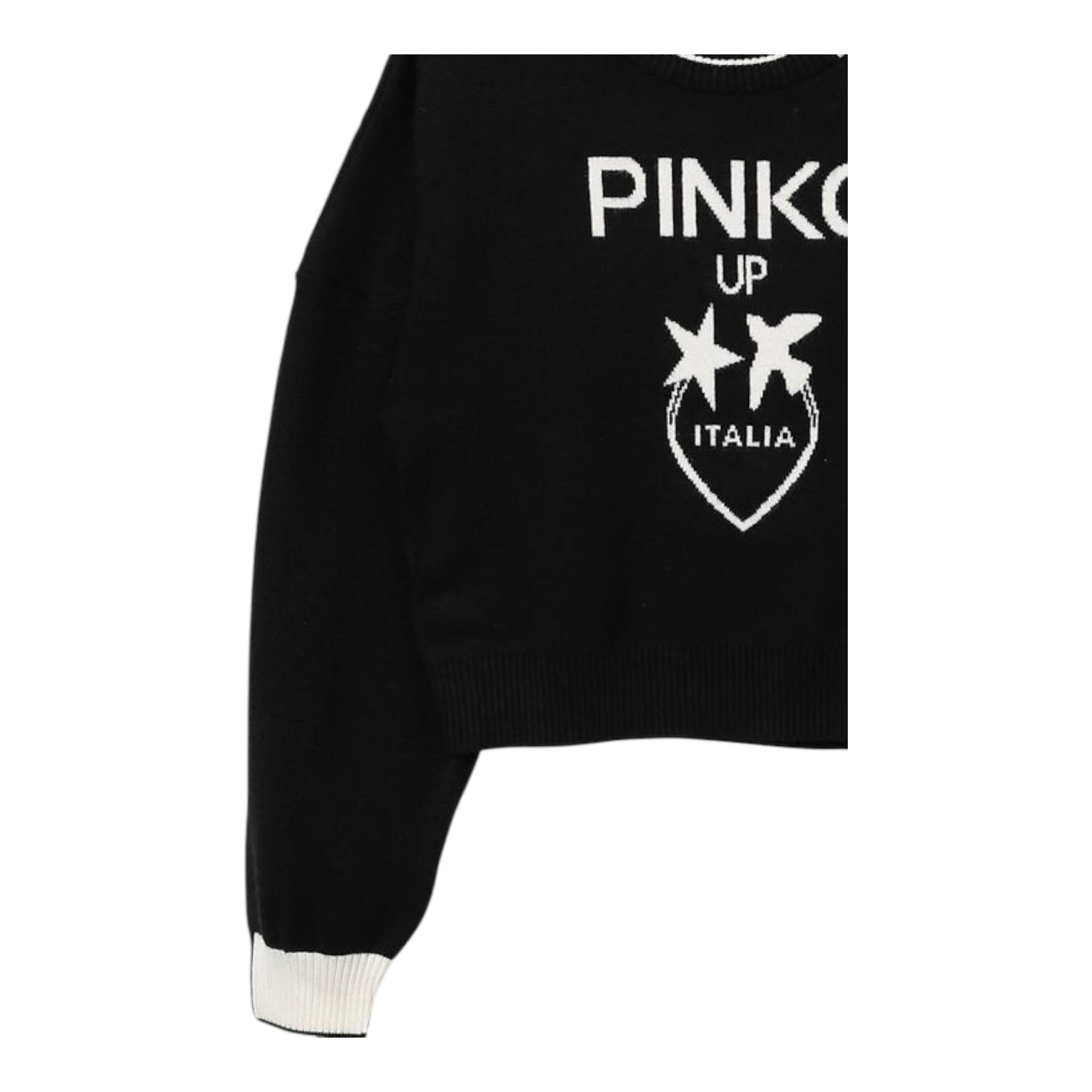 PINKO maglia tinta unita con stampa in contrasto Nero per Bambina F4PIJGJP087XX NERO PINKO