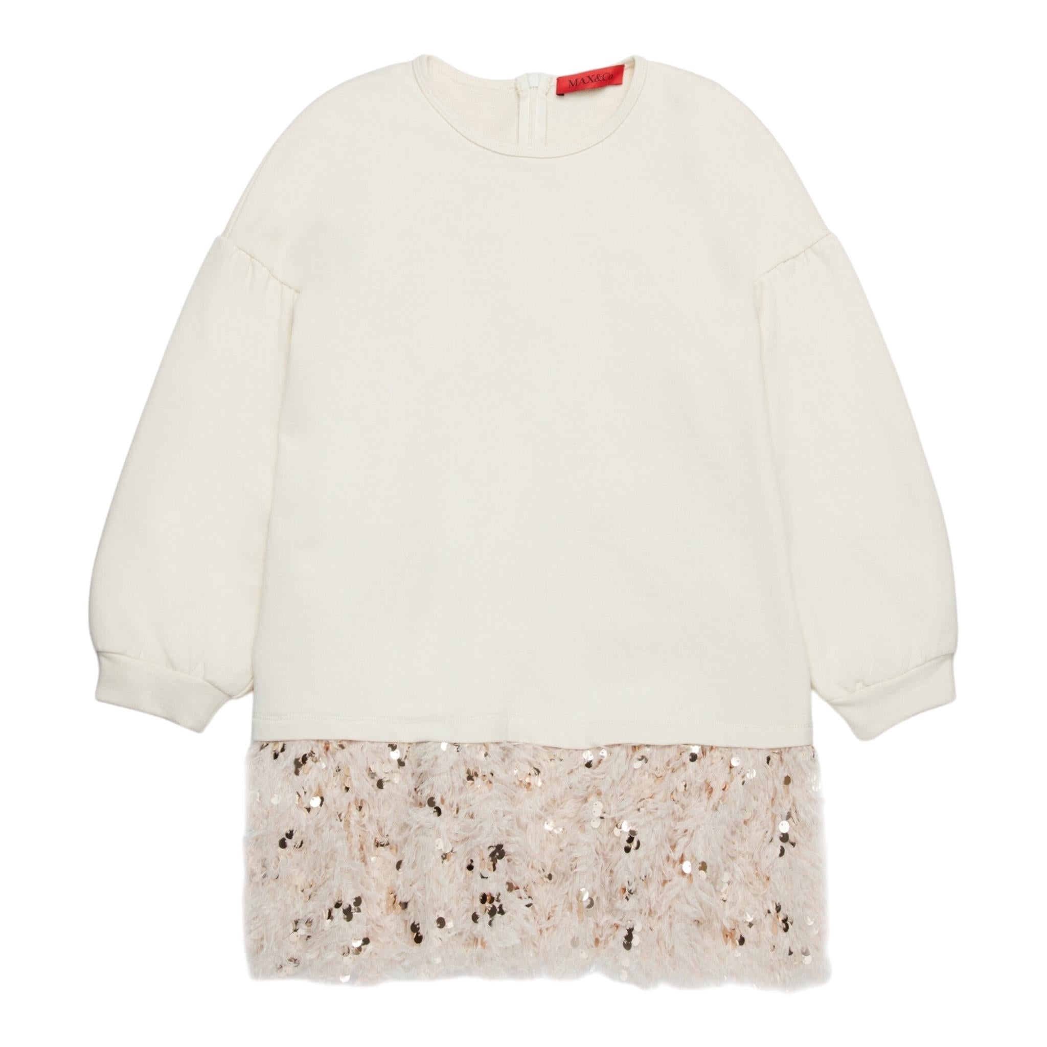 MAX&Co. abito tinta unita con pailletts Panna per Bambina MX0088 PANNA MAX&Co.