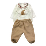 NINNAOH completo maglia-ghettina bicolore Bianco/beige per Neonato I23200T BIANCO/BEIGE NINNAOH