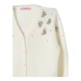 MISS BLUMARINE cardigan tinta unita con applicazioni brillantini Panna per Bambina IF4006MA39P PANNA MISS BLUMARINE
