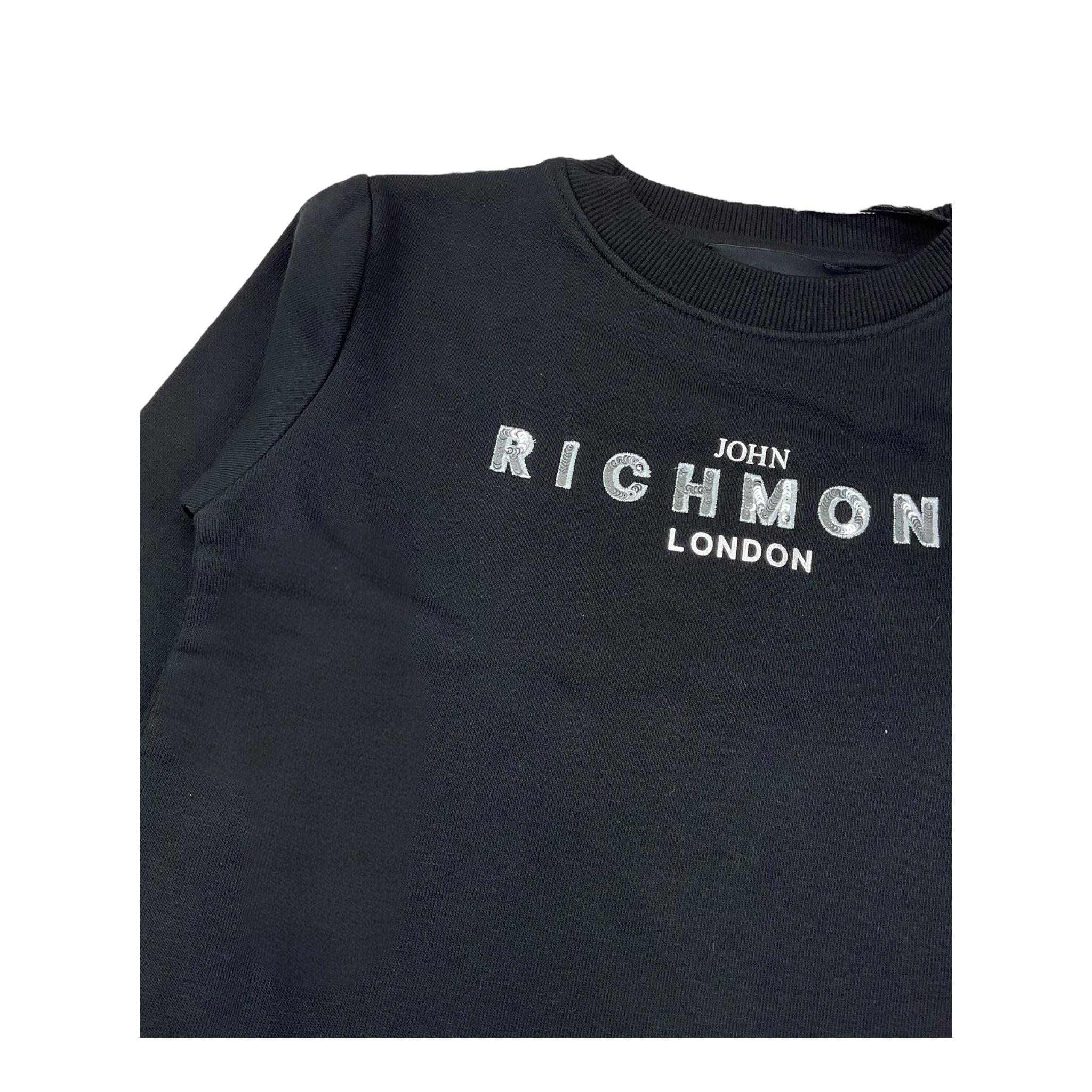 JOHN RICHMOND abito felpa girocollo tinta unita cn stampa logo Nero per Bambina RGA4054VE NERO JOHN RICHMOND