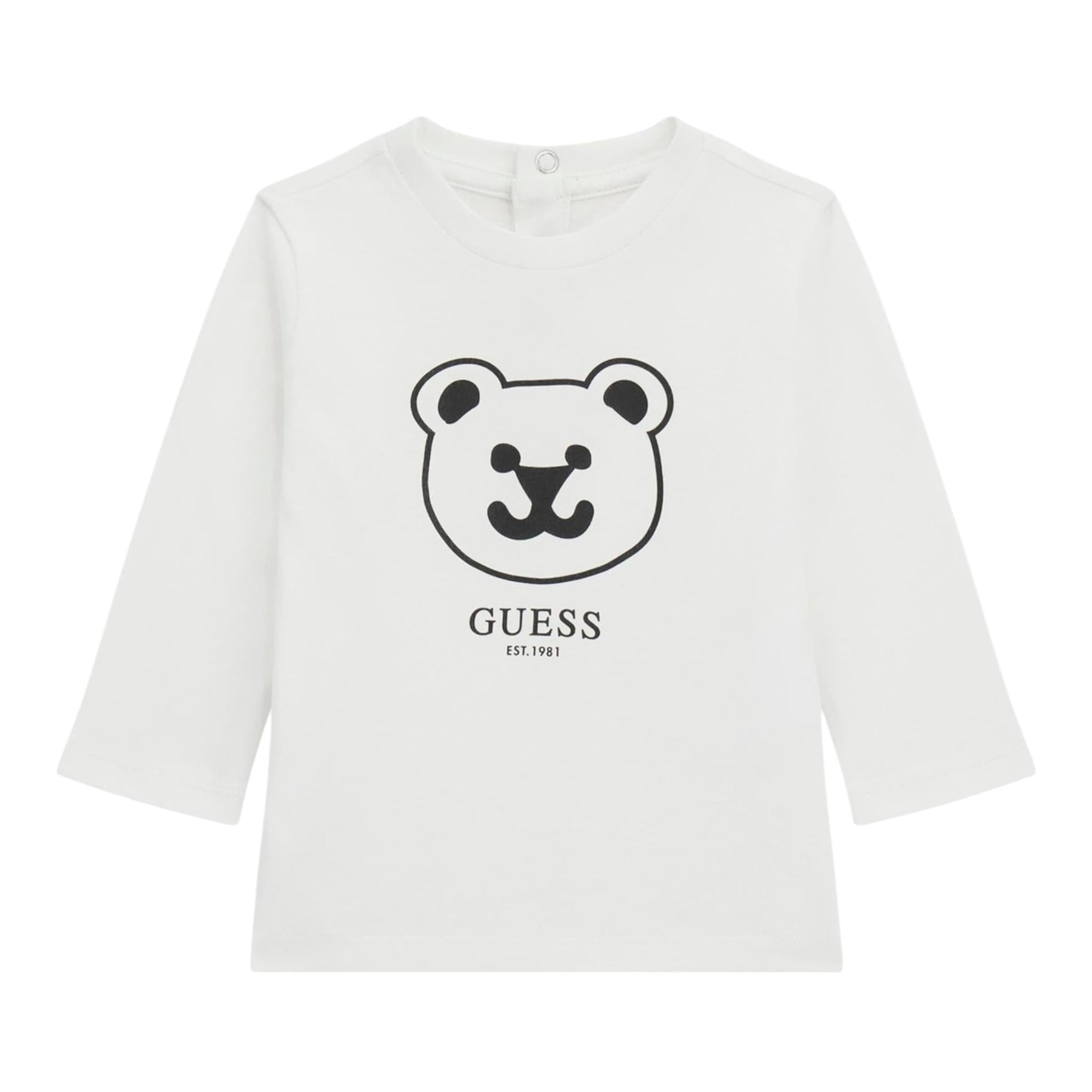 GUESS shirt girocollo tinta unita ocn logo Bianco per Neonato I4YI01K8HM4X BIANCO GUESS