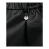 MONNALISA short tinta unita in ecopelle Nero per Bambina 17B403 NERO MONNALISA