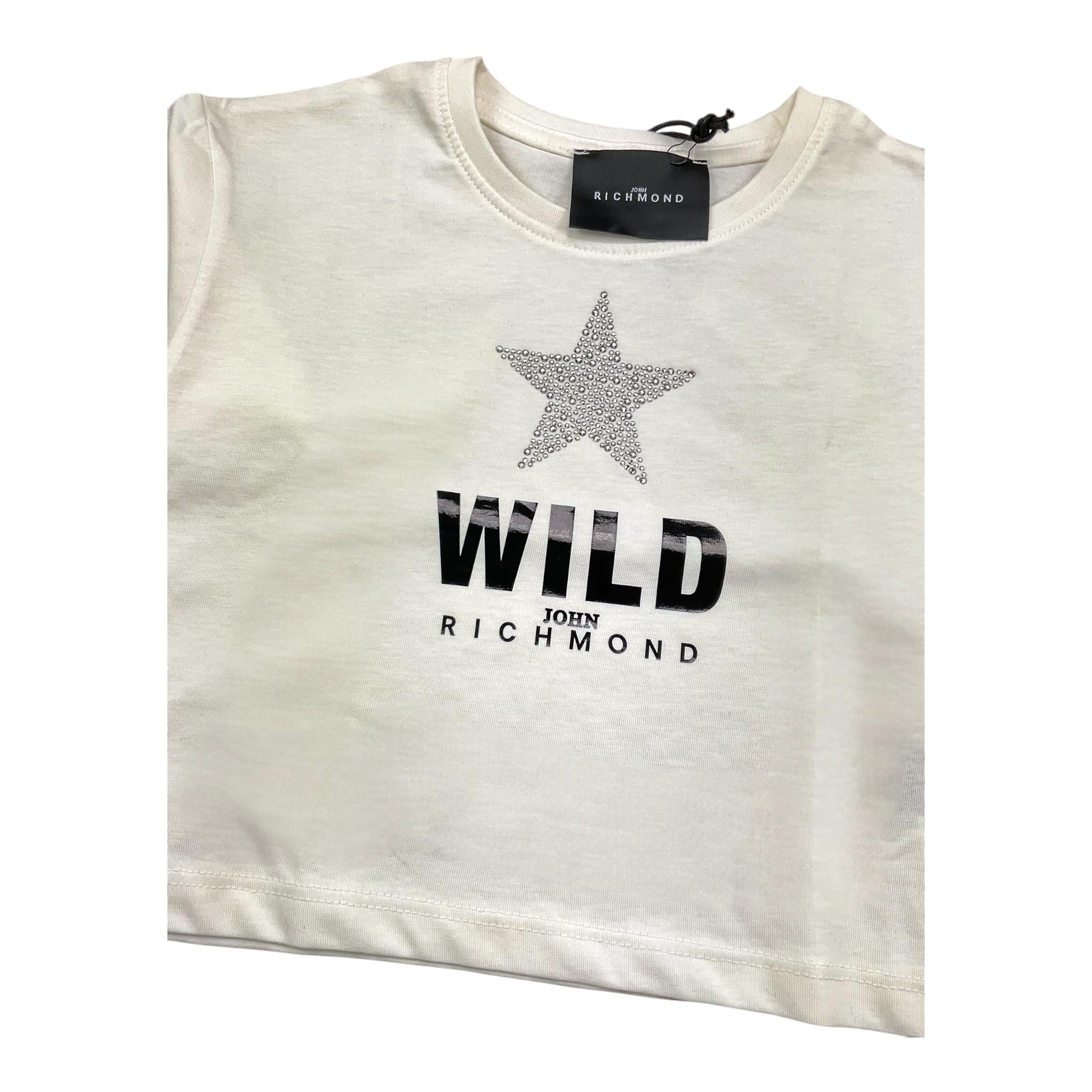 JOHN RICHMOND shirt modello crop tinta unita con stampa in contrasto Bianco per Neonata RGA24012TSN BIANCO JOHN RICHMOND