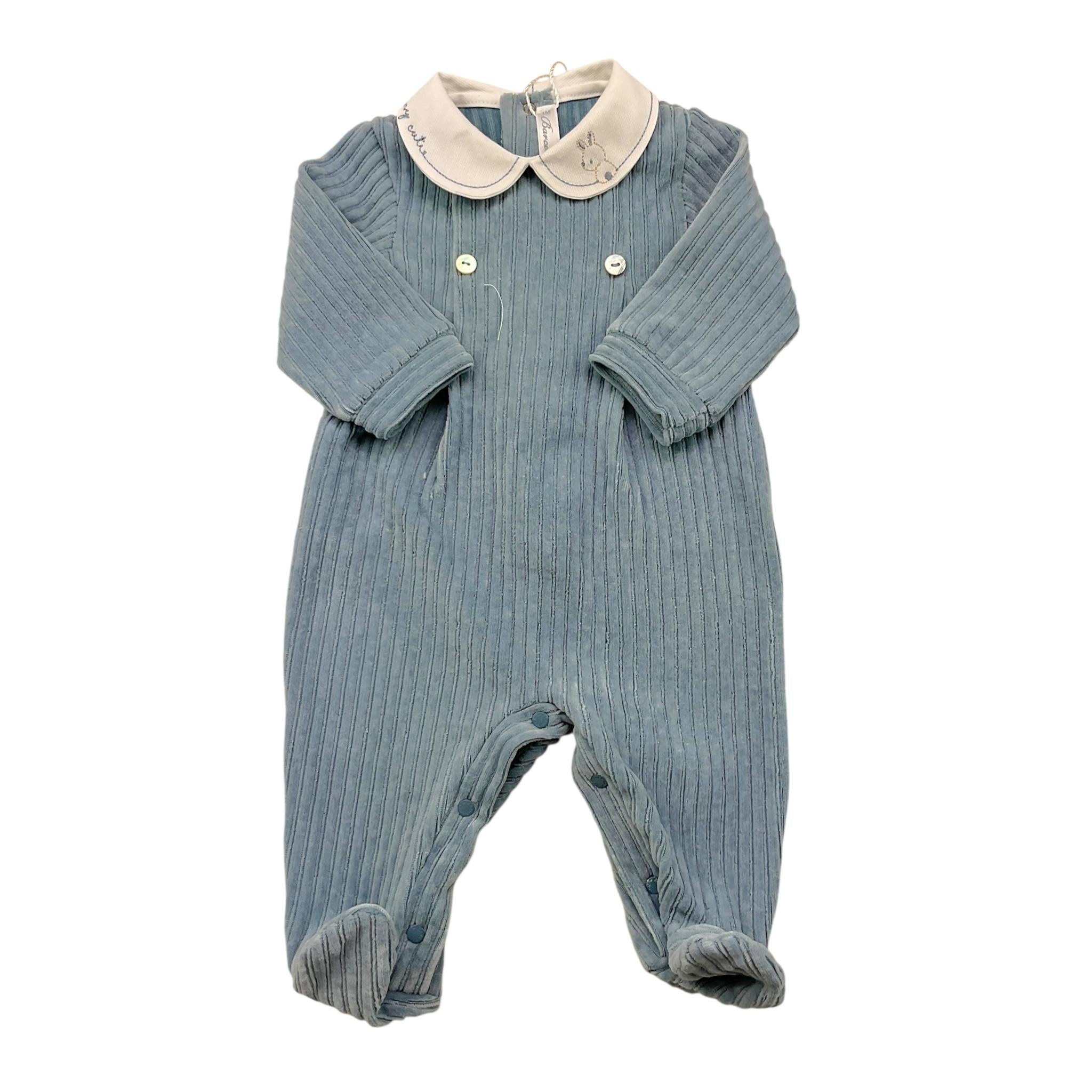 BARCELLINO tutina tinta unita con colletto in contrasto Azzurro per Neonato 116301 AZZURRO BARCELLINO