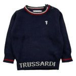 TRUSSARDI maglia girocollo tinta unita con stampa logo Blu per Neonato TIA25051MA BLU TRUSSARDI