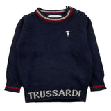 TRUSSARDI maglia girocollo tinta unita con stampa logo Blu per Neonato TIA25051MA BLU TRUSSARDI