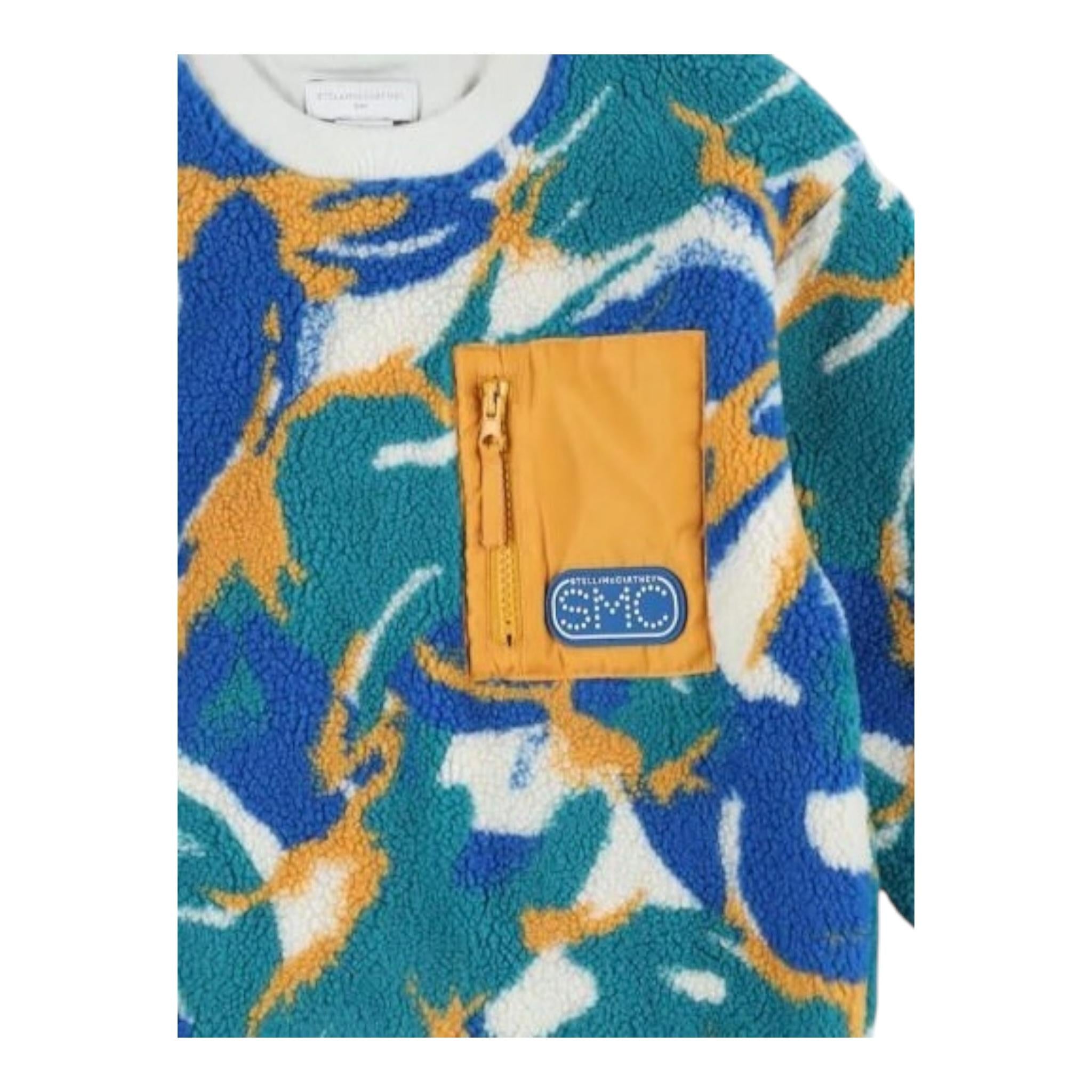 STELLA McCARTNEY felpa girocllo tinta unita con fantasia tessuto teddy Bianco per Bambino TV4R80 BIANCO STELLA McCARTNEY