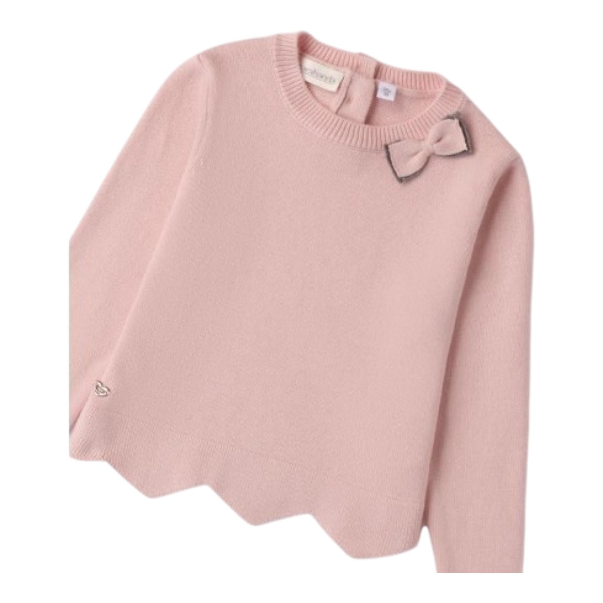 SARABANDA maglia girocollo tinta unita asimmetrica Rosa per Bambina 0A209 ROSA SARABANDA