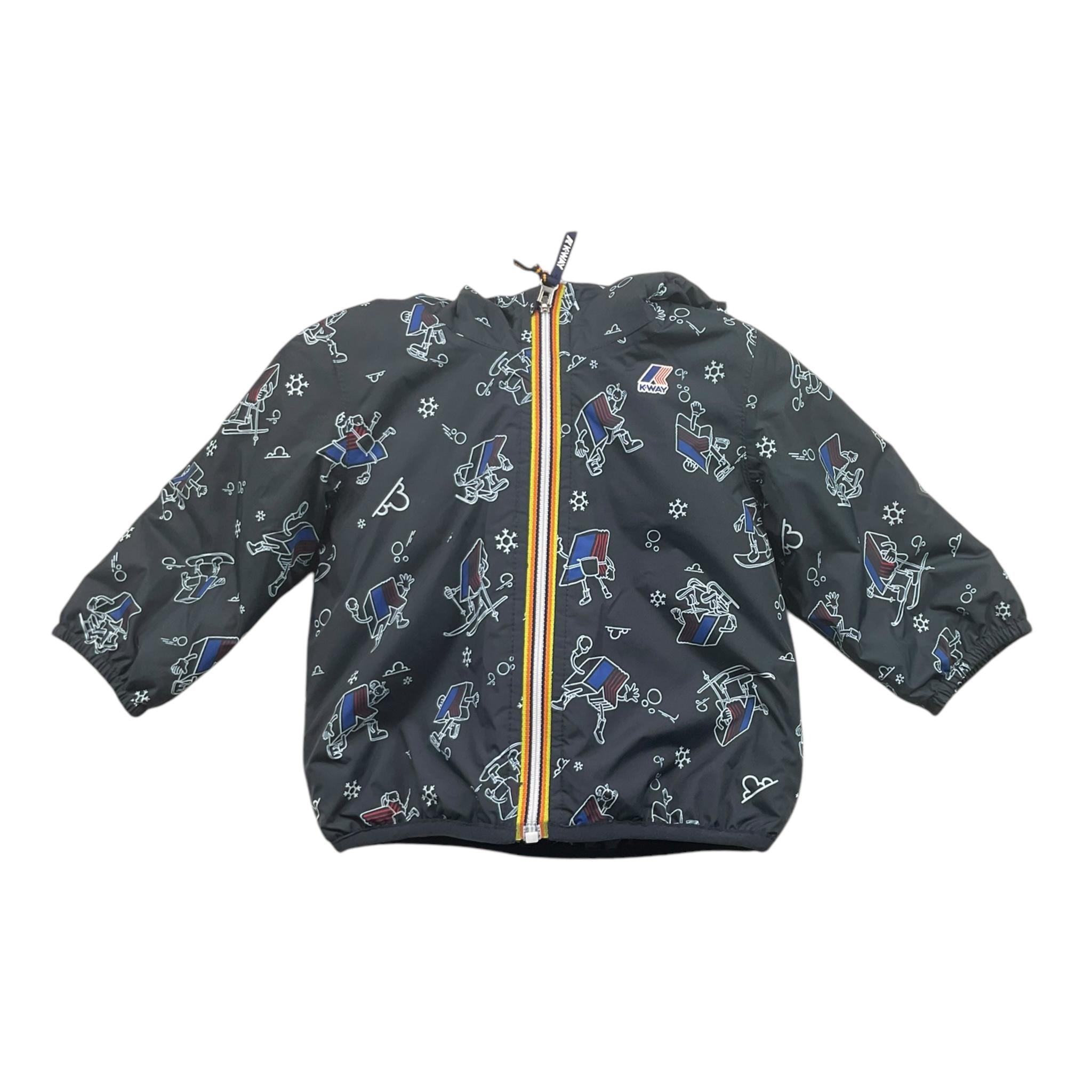 K-WAY giubbino tinta unita con zip cappuccio e fantasia Blu per Neonato K41467W BLU K-WAY